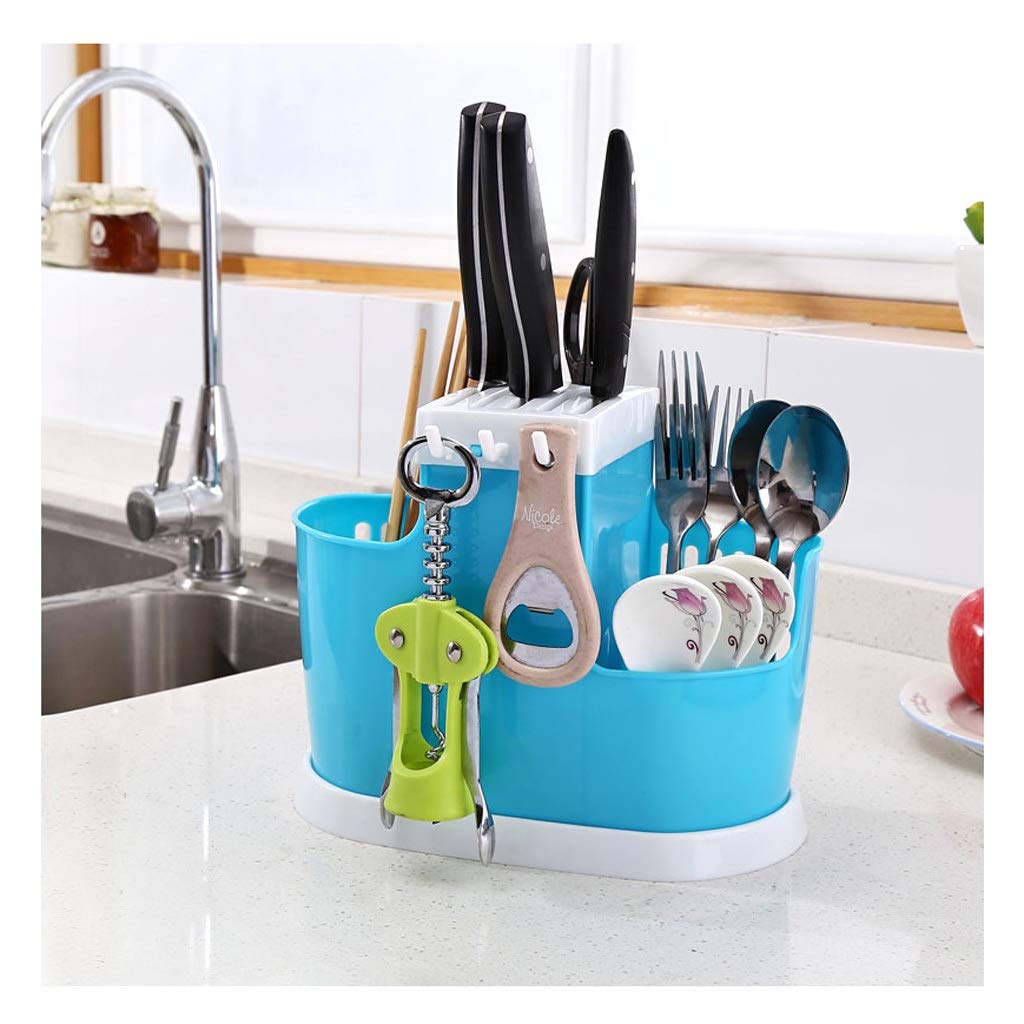 Stainless Steel Knife Holder & Organizer Stand - 6-Slot Kitchen Cutlery Storage Dock with Spatula Holder | Countertop Knife Rack for Chef Knives, Steak Knives & Kitchen Utensils | Perfect for Home Kitchens, Restaurants & Food Prep Stations (Color: Black)