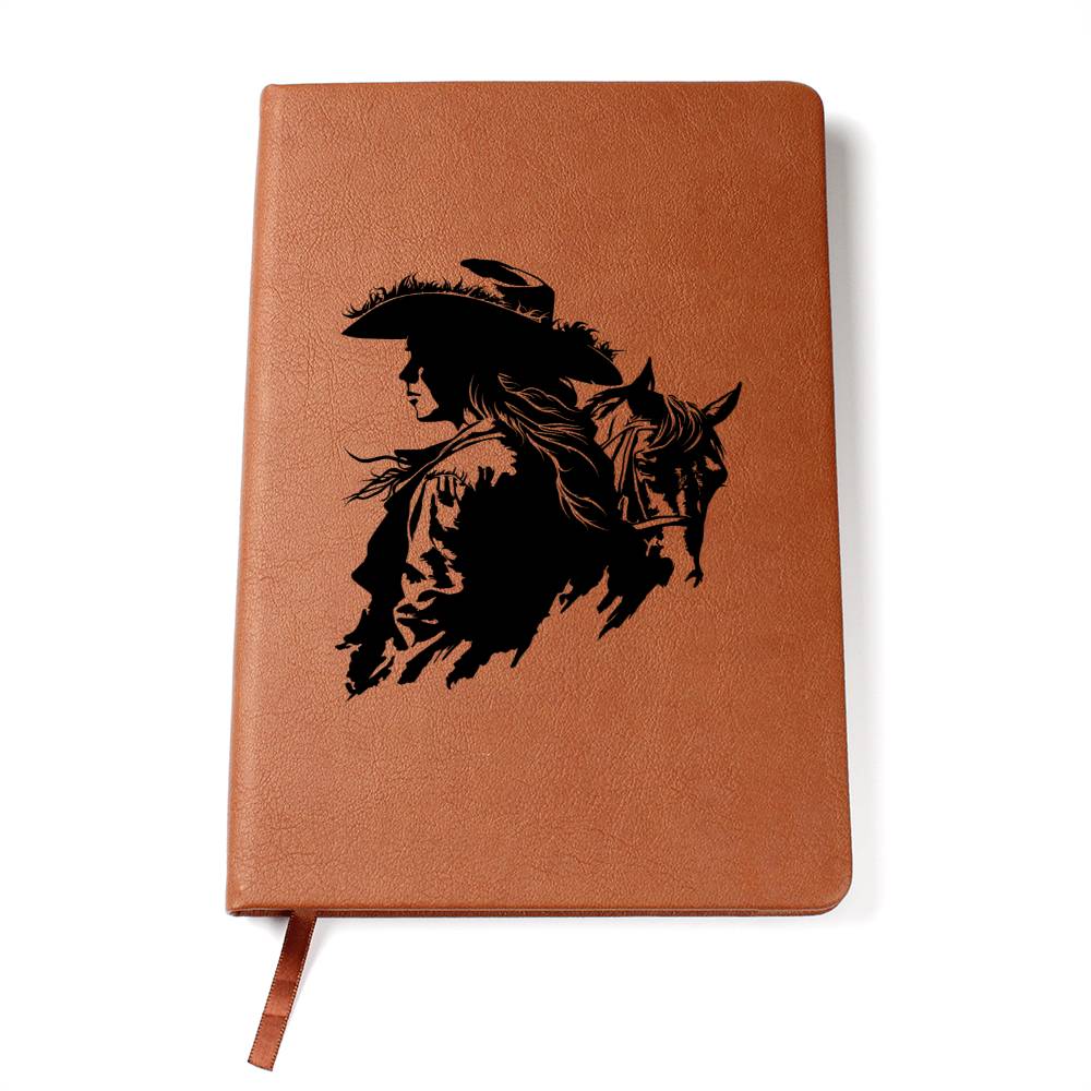 Cowgirl Vegan Leather Journal - 100 Sheets, Lined Pages, Horse Lover Gift for Women - Perfect for Writing, Sketching & Western-Themed Decor