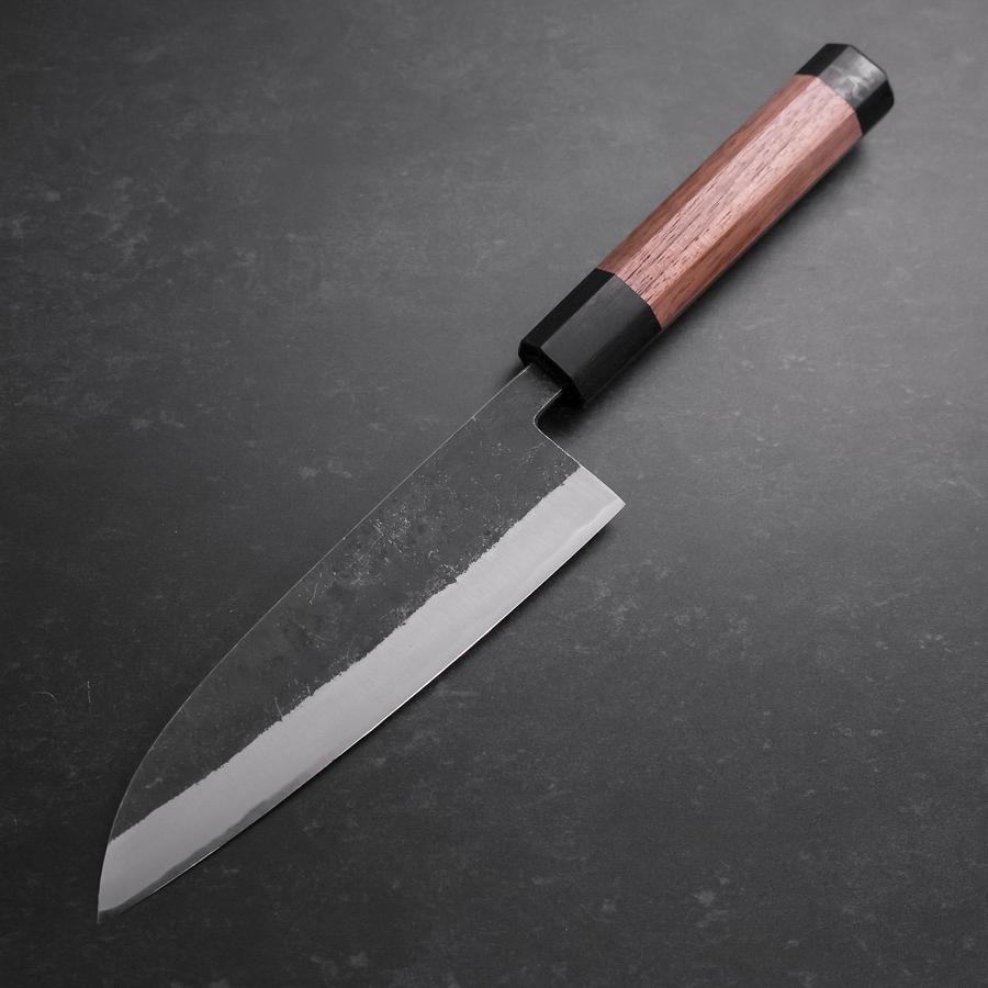 Premium Santoku Knife 165mm - Japanese Blue Steel #2 with Stainless Clad & Walnut Handle - Perfect for Sushi, Vegetables, and Meat Preparation