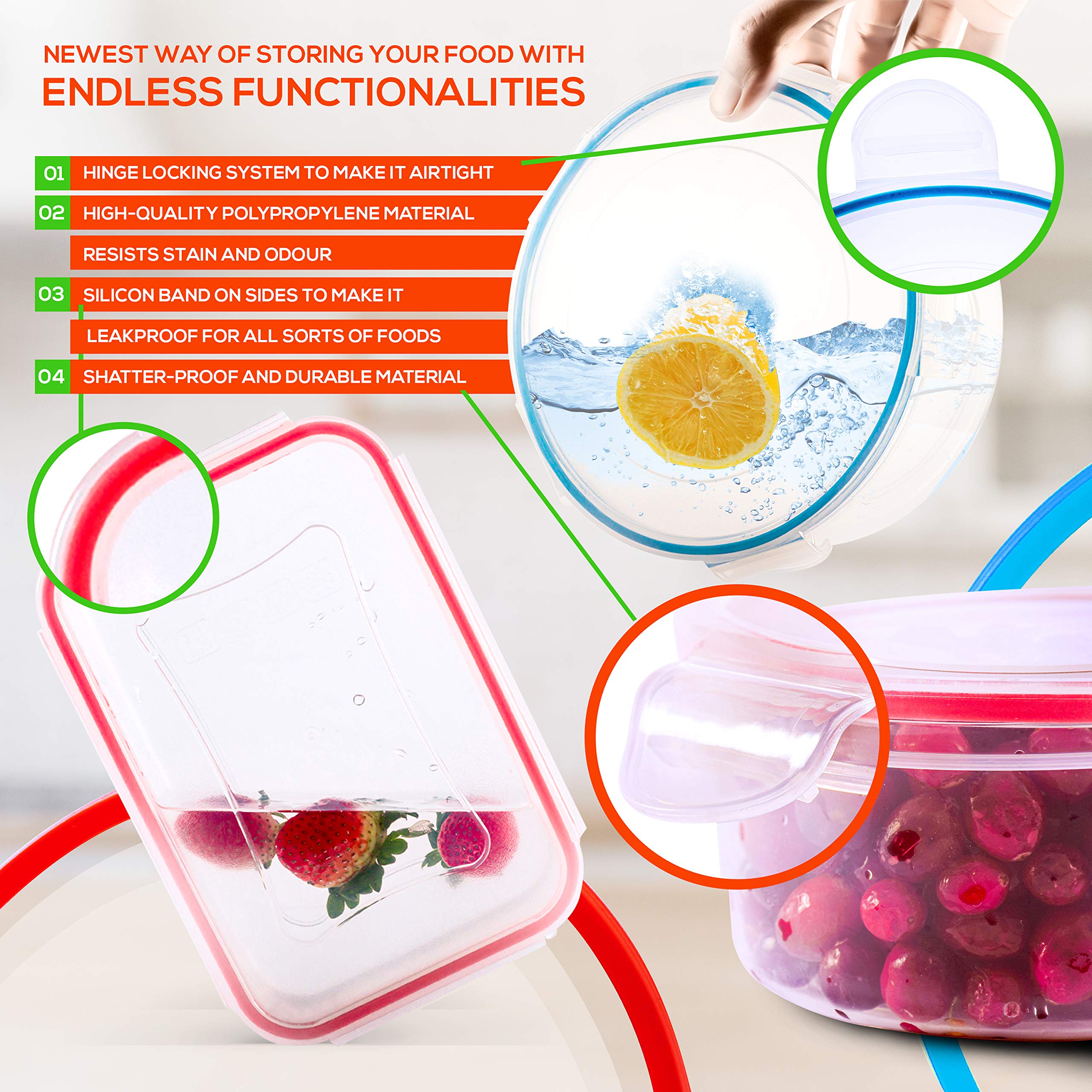 28-Piece Airtight Food Storage Container Set (85oz to 1.2oz) - 14 Clear Plastic Containers with Lids - Meal Prep, Fruits, Leftovers - Freezer, Microwave & Dishwasher Safe - Perfect for Kitchen Organization & Food Preservation