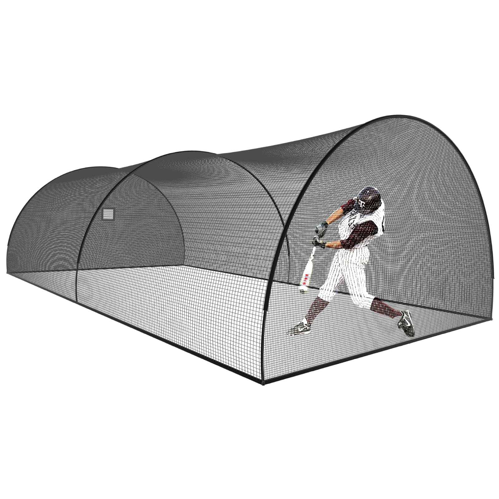 22/30 FT Portable Baseball & Softball Batting Cage - Durable Backyard Practice Net with Pitching Machine Hole & Removable Door - Perfect for Home Training, Team Drills & Youth Baseball Practice