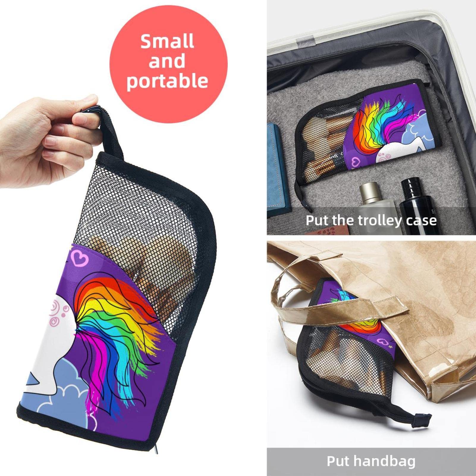12-Piece Unicorn Rainbow Moon Cloud Makeup Brush Organizer Bag - Portable Travel Cosmetic Brush Holder Set for Professional & Home Use