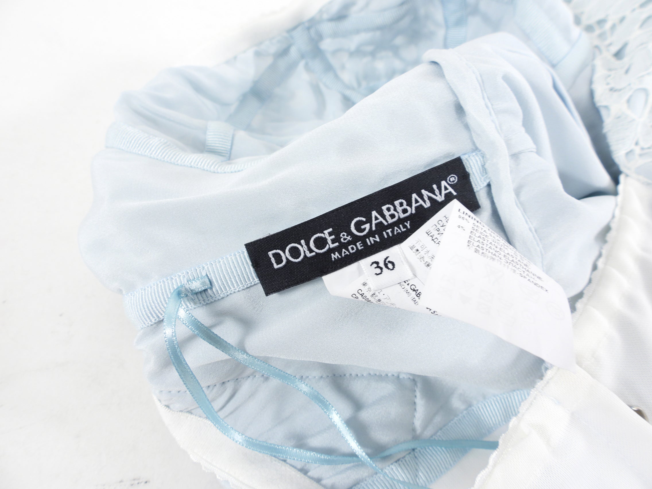 Dolce & Gabbana Light Blue Lace Dress Women's XS (IT36/USA 0) - Elegant Summer Cocktail Party & Wedding Guest Outfit