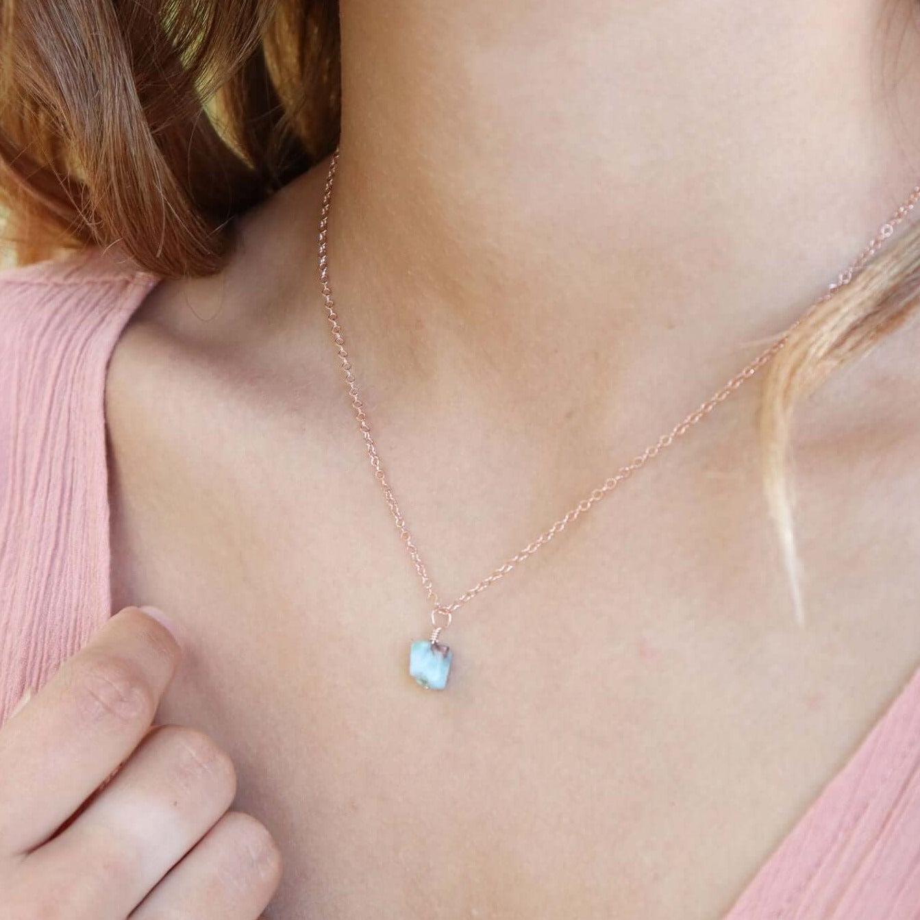 Natural Raw Larimar Pendant Necklace - Handmade Blue Gemstone Jewelry for Women - Perfect for Beach Vacations & Boho Fashion