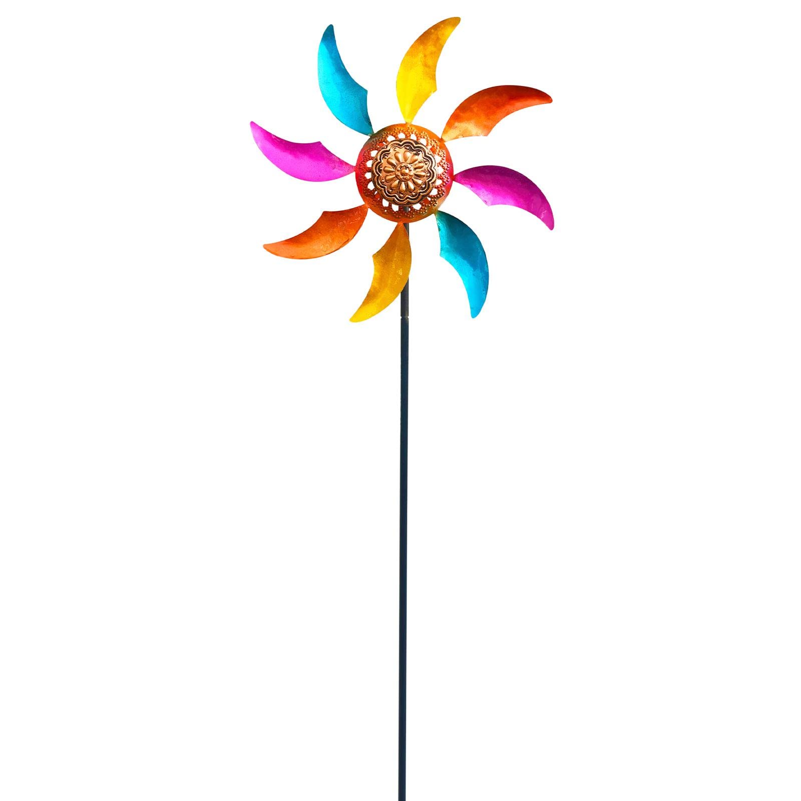 Fenteer 47 Inch Metal Windmill Decoration - Rustic Iron Pinwheel for Garden, Yard, and Courtyard - Perfect for Outdoor Farmhouse, Cottage, and Patio Decor
