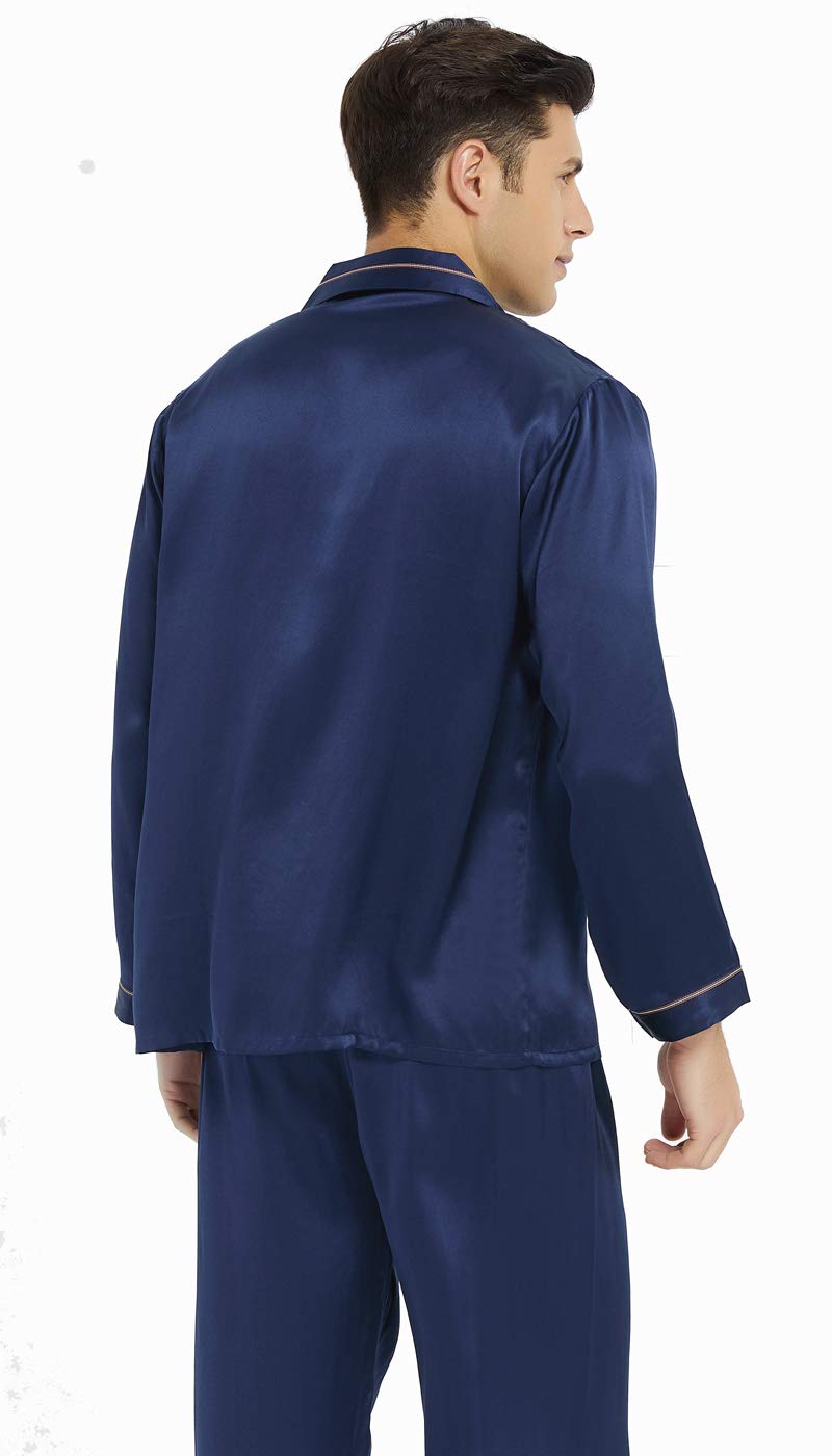100% Pure Mulberry Silk Men's Luxury Pajama Set - Long Sleeve Sleepwear for Comfort & Relaxation | Perfect for Home Lounging, Spa Nights & Gift Giving