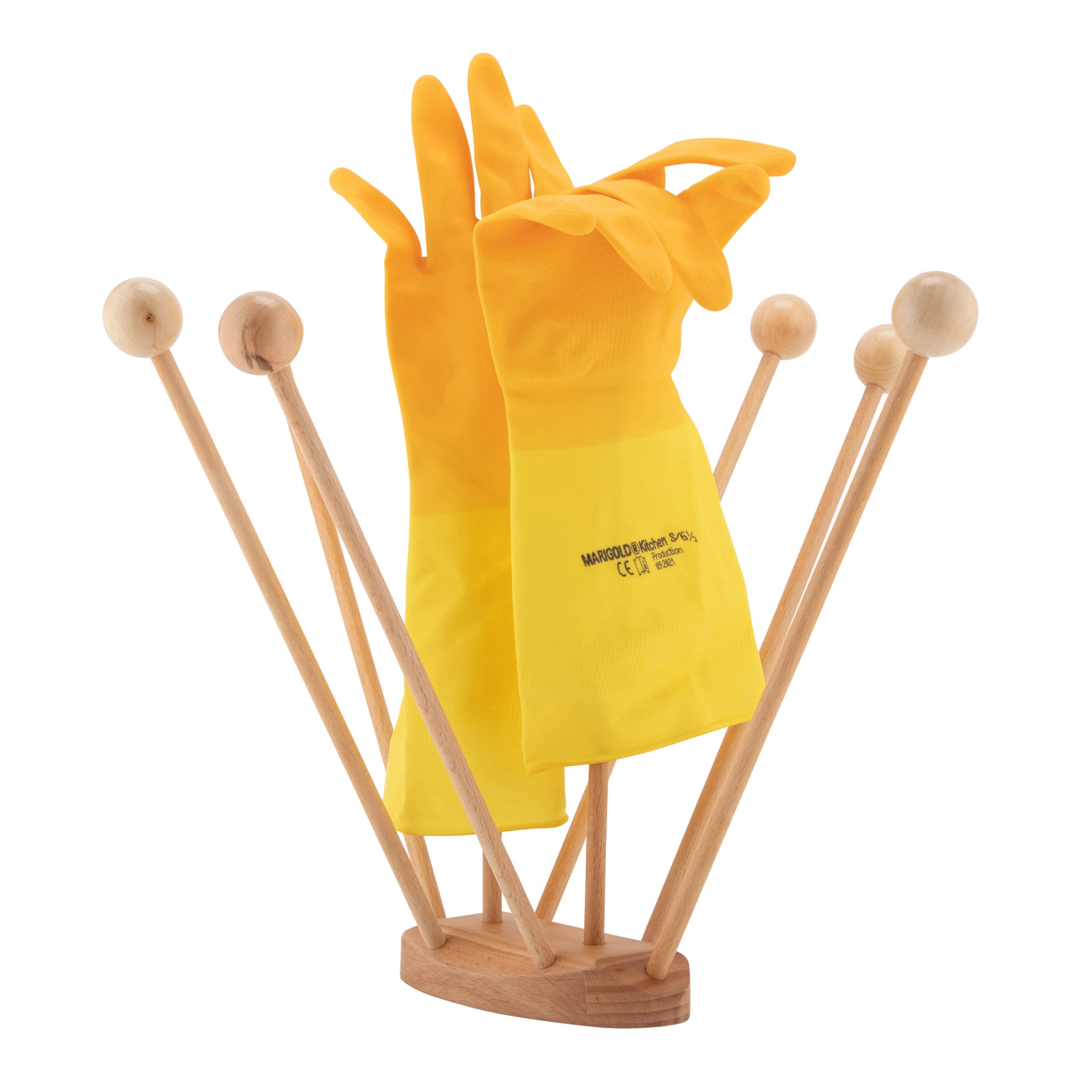 Plastic Bag Drying Rack for Zip Bags, Water Bottles, Baby Bottles, Dish Gloves & Tumblers - Space Saving Countertop Organizer with 8 Wooden Dowels & Weighted Base - Includes 4 Bag Sealer Clips - Perfect for Kitchen, Baby Care & Dishwashing Organization