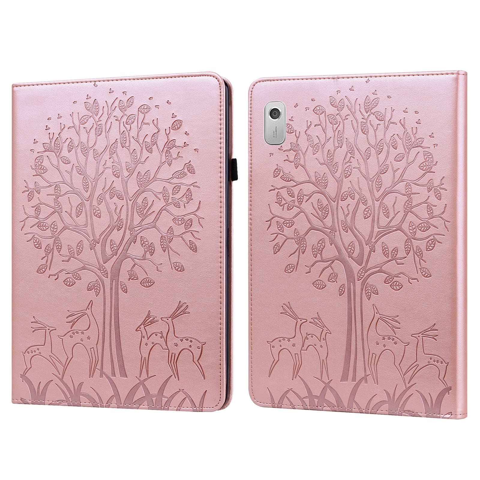 Lenovo Tab M9 Leather Tablet Case with Tree & Deer Embossed Design - Perfect for Work, Travel, and Home Use