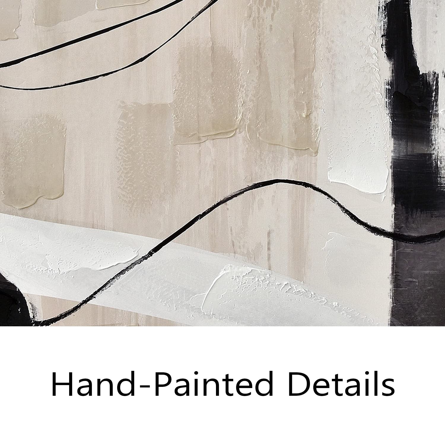Abstract Hand Painted Framed Wall Art - Neutral Textured Canvas Print Painting for Bedroom & Living Room Decor - Ready to Hang 32x48 Inch - Perfect for Modern Home, Office & Gift Giving