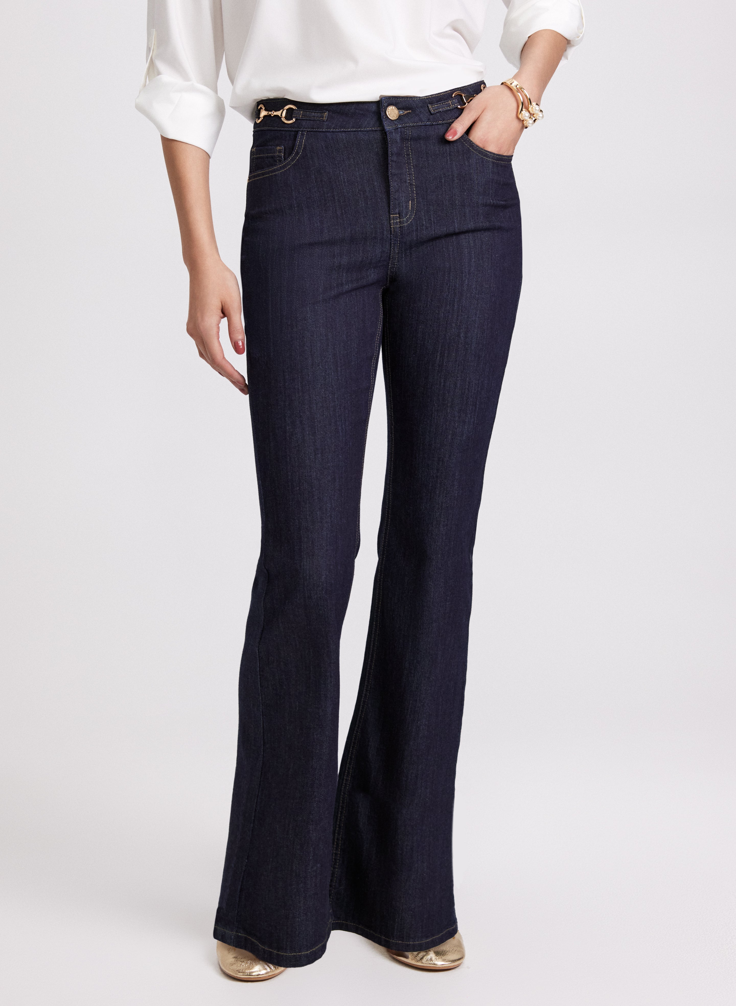 Flare Detailed Jeans for Women - High Waisted Stretch Denim Pants with Embroidery | Perfect for Casual Outfits, Date Nights & Boho Style