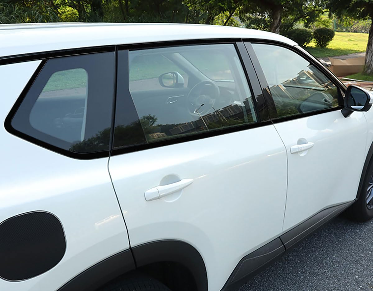 ABS Glossy Black Window Molding Cover Trims - 12PCS Compatible with Nissan Rogue 2021 2022 2023 - Upper & Down Strips for Enhanced Style & Protection - Perfect for Car Customization & Weatherproofing