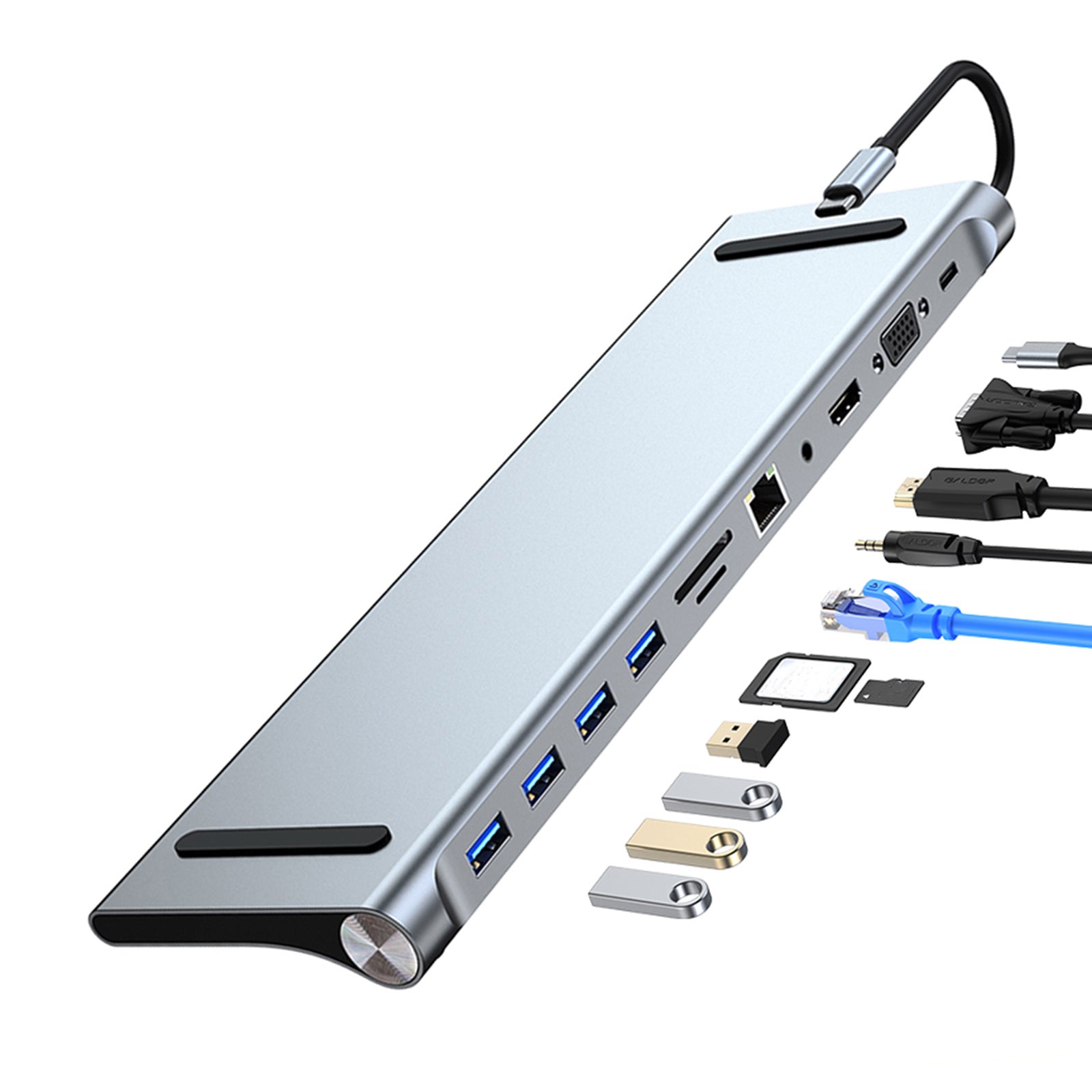 11-in-1 USB C Hub with 100W PD Charging - 4K HDMI, USB 3.0, SD/TF Card Reader for MacBook Pro/Air, iPad Pro 11/12.9 - Perfect for Home Office, Travel & Multi-Screen Workstations
