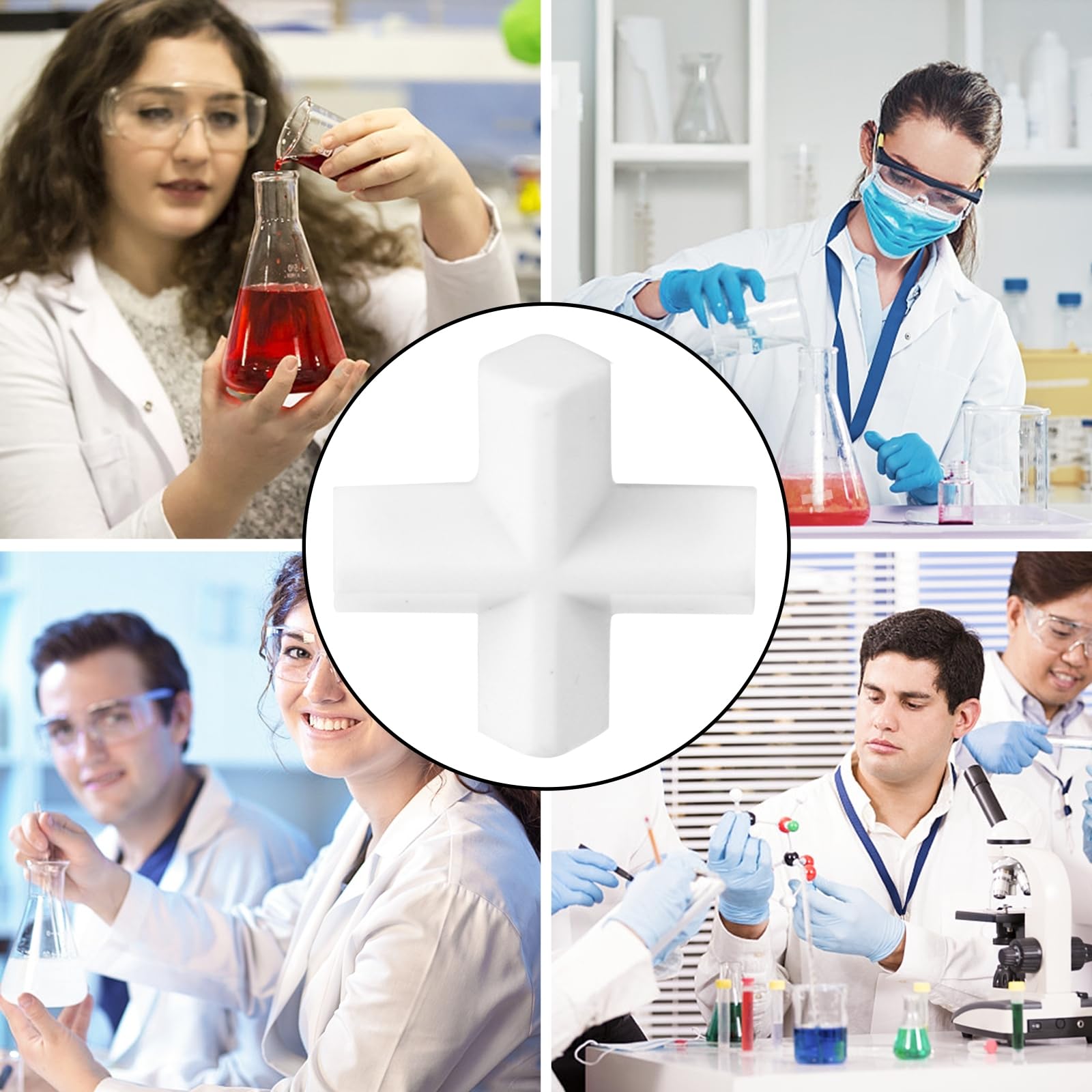 6 Pcs Cross-Shaped Magnetic Stir Bars for Lab Experiments - Laboratory Stirrer Rods, Mixer Beads & Chemistry Stirring Bars - Perfect for Science Labs, Chemistry Classrooms & Research Facilities