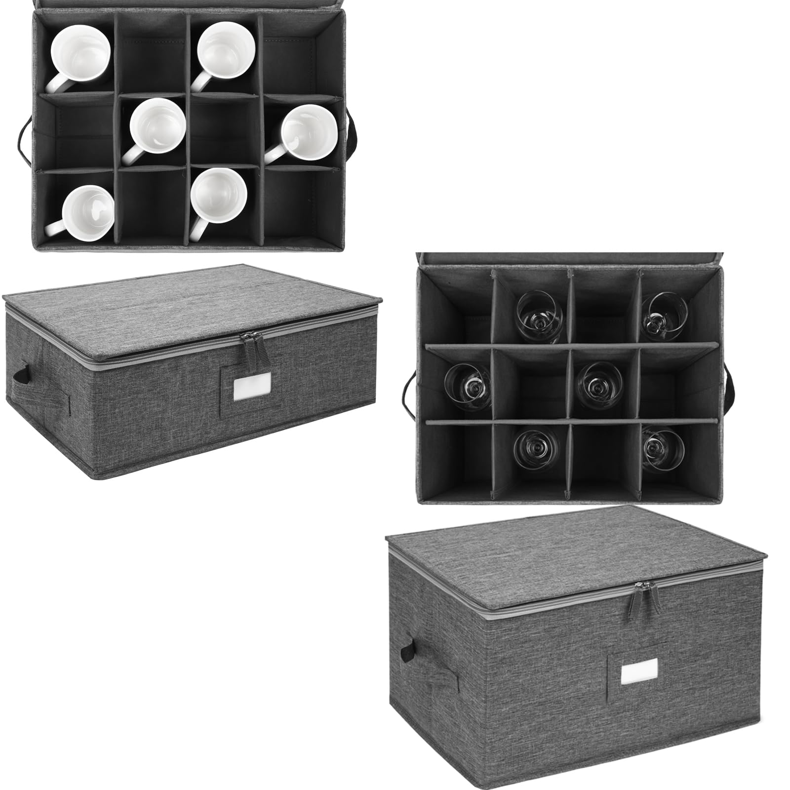 2-Pack Stemware Storage Box & Mug Holder - Durable Cup Organizer for Kitchen, Bar, or Party Use - Perfect for Wine Glasses, Coffee Mugs, and Drinkware Storage