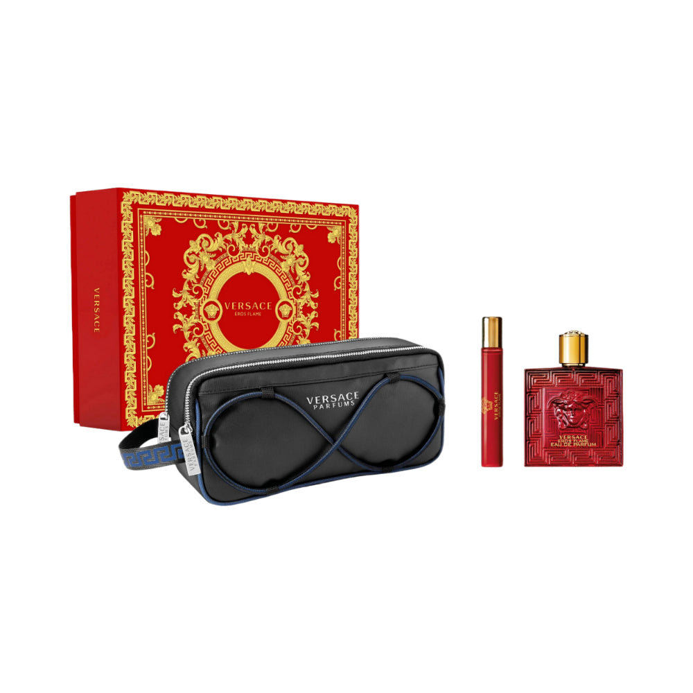 Eros Flame 3-Piece Eau de Parfum Set - 100ml Perfume for Men | Long-Lasting Luxury Fragrance for Date Night & Special Occasions