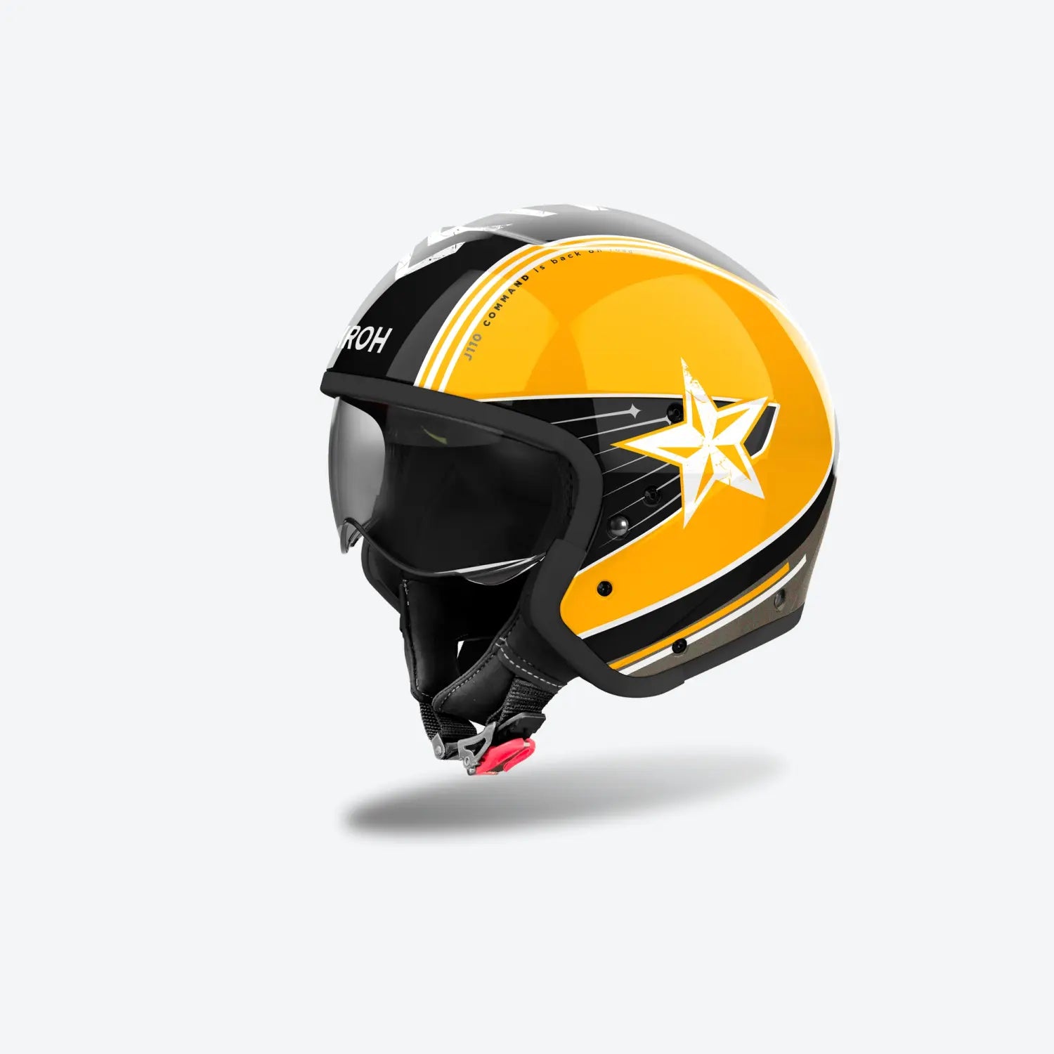 Airoh J 110 Command Gloss Yellow Motorcycle Helmet - DOT Certified Full Face Helmet for Men & Women - High Visibility Safety Gear for Street Bikes, Cruisers & Racing - Perfect for Commuting, Touring & Track Days