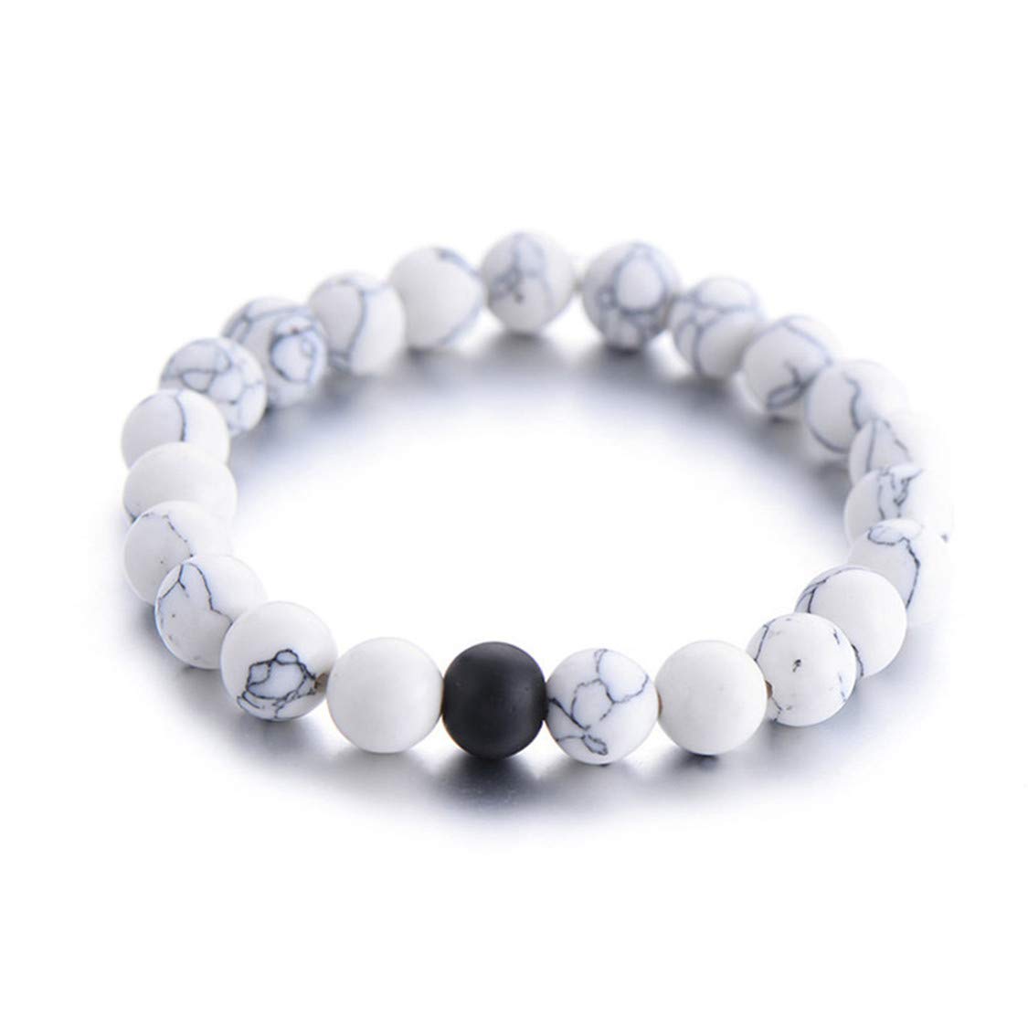 His & Hers Matching Bracelet Set - Black & White Beaded Couple Bracelets for Men & Women - Romantic Gift for Couples, Friendship Jewelry - Perfect for Anniversaries, Valentine's Day & Date Nights
