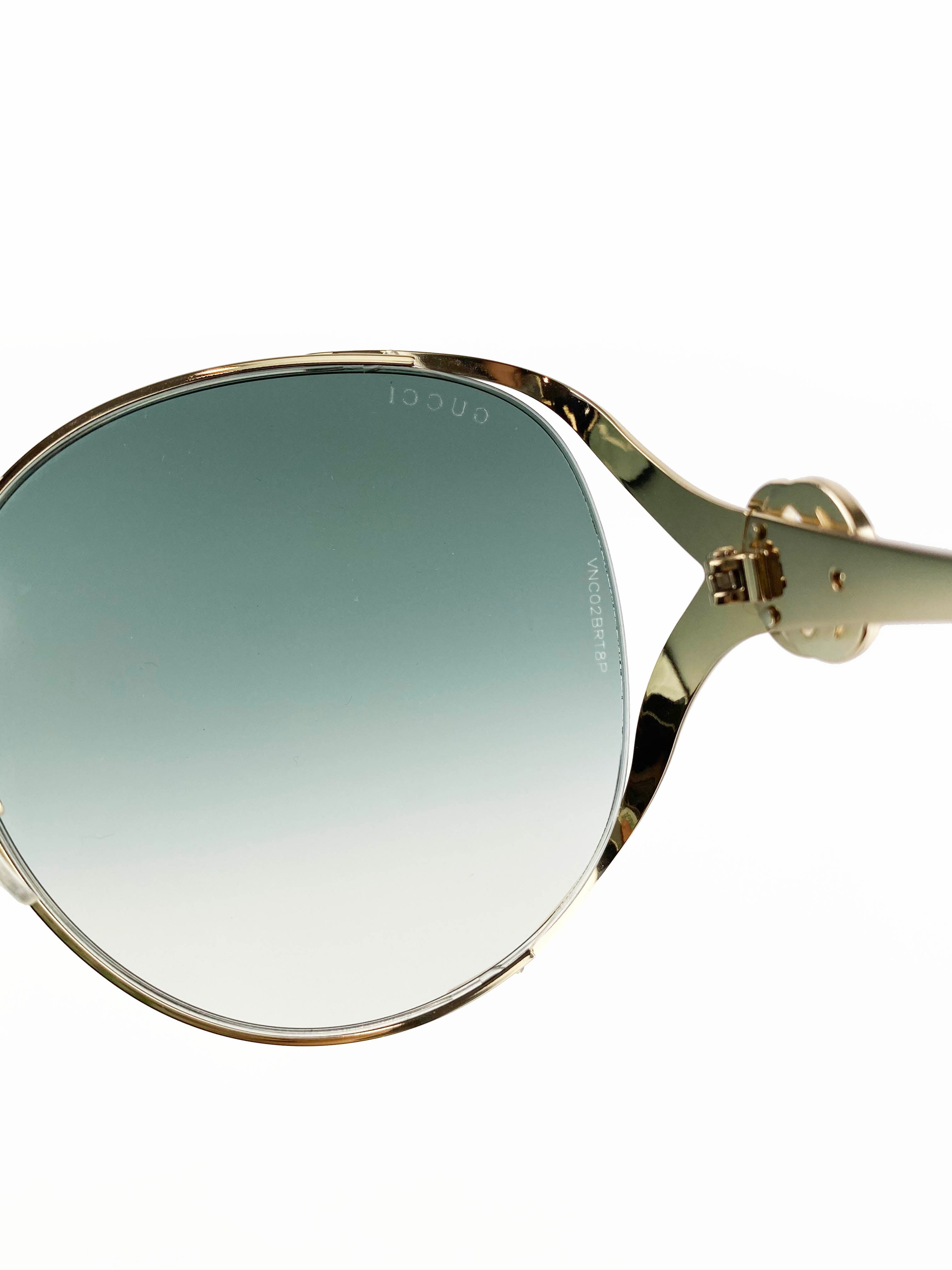 Gucci Round Metal Frame Sunglasses for Women & Men - UV Protection Polarized Lenses - Fashionable Retro Style for Outdoor, Driving & Beach Vacations