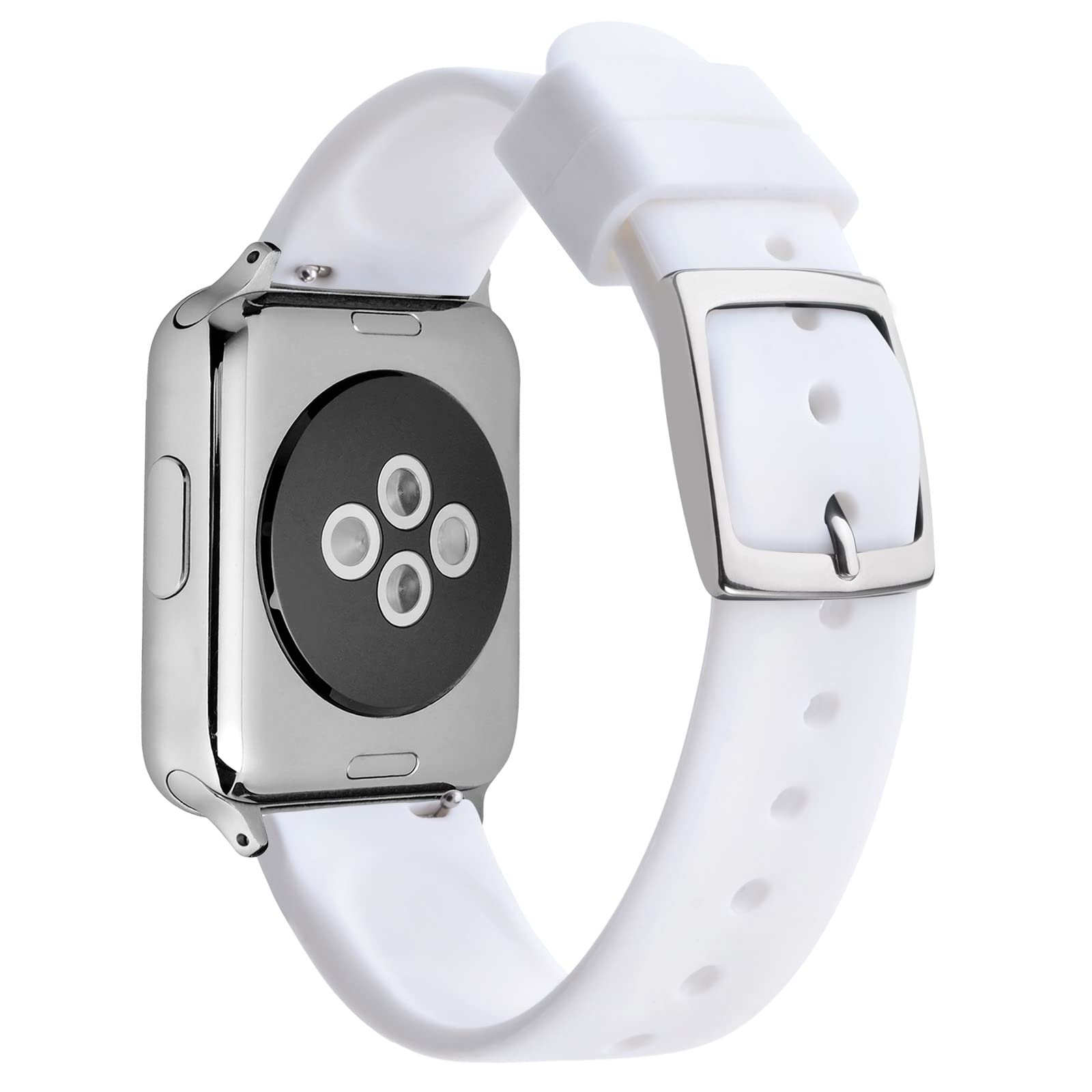 **ANNEFIT 18mm Quick Release Silicone Watch Band - Classic Gold Clasp, Durable Rubber Sport Strap (White) - Perfect for Running, Swimming & Everyday Wear**