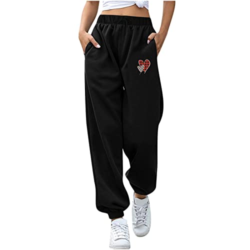NGTEVOOS Women's Joggers Sweatpants - Valentine's Day Athletic Pants with Pockets, Elastic Waist & Cute Graphic Design - Perfect for Workout, Yoga, Running & Casual Wear