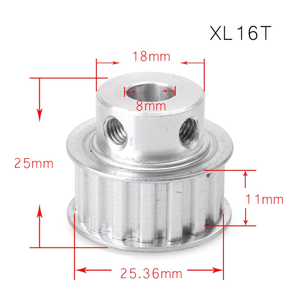 XL16 Teeth 8mm Bore Aluminum Timing Pulley for 3D Printer - 10mm Width Synchronous Belt - Perfect for CNC Machines, Robotics & DIY Projects