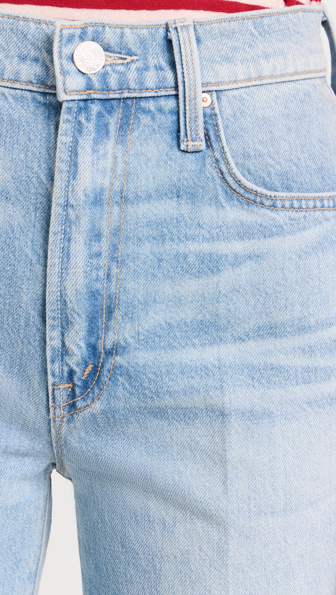 MOTHER Women's The Rambler Zip Fray Jeans - High Waist Distressed Denim Pants for Casual Outfits & Street Style Fashion