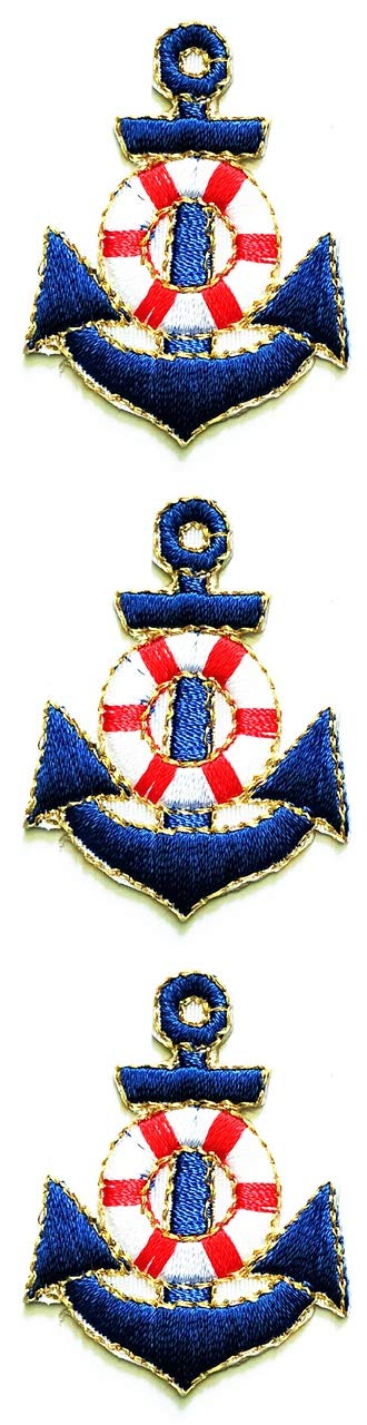 3PCS Mini Anchor Embroidered Patches for Hats, Backpacks & Jackets - Marine Theme