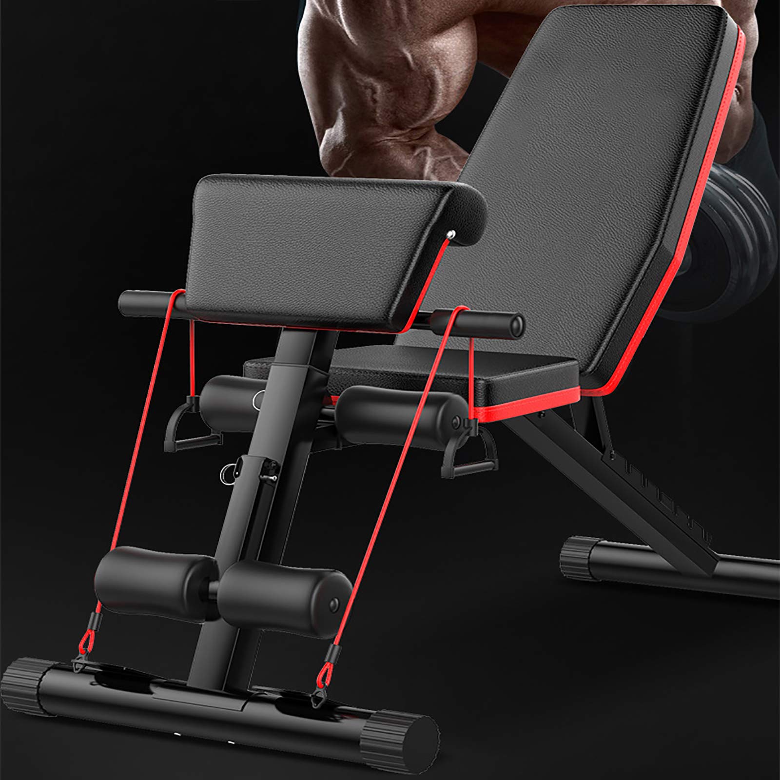 Yizc Foldable Adjustable Weight Bench for Strength Training - Incline Sit Up Bench, Home Gym Dumbbell Bench Press for Full Body Workout - Perfect for Home Gym, Small Spaces & Full Body Exercises