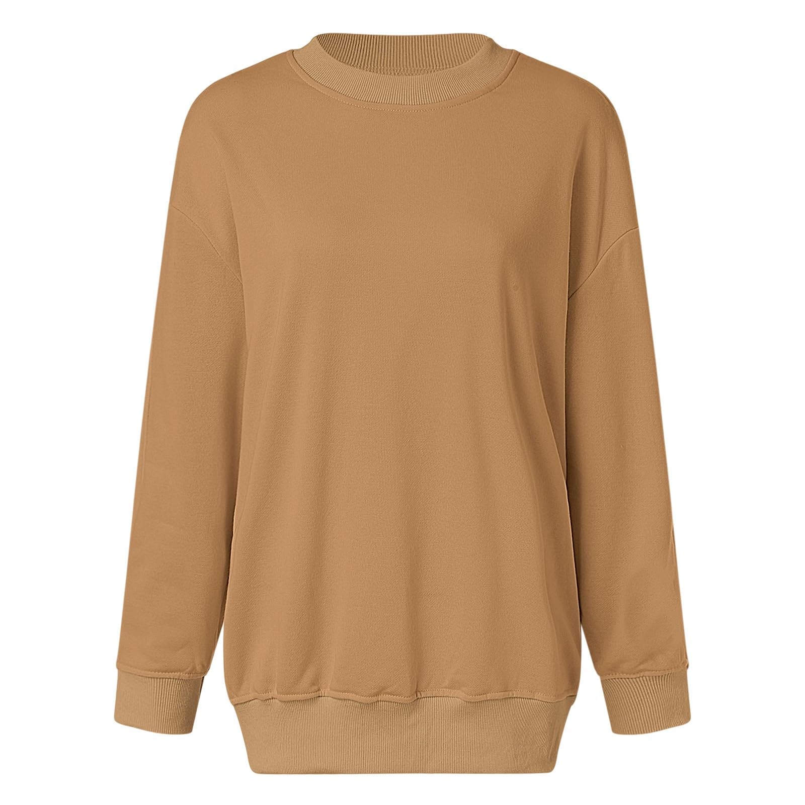 Women's Fashion Two Piece Set - Solid Round Neck Irregular Shoulder Drop Long Sleeve Sweater Outfit | Casual Chic Office Wear & Date Night Outfits for Women