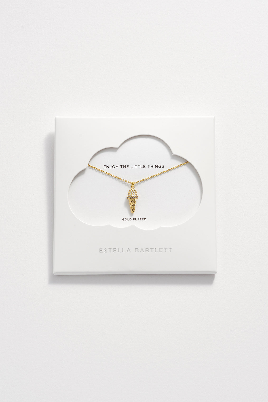Pave Ice Cream Pendant Necklace - Dainty Gold or Silver Jewelry for Women - Perfect Gift for Birthday, Anniversary & Everyday Wear