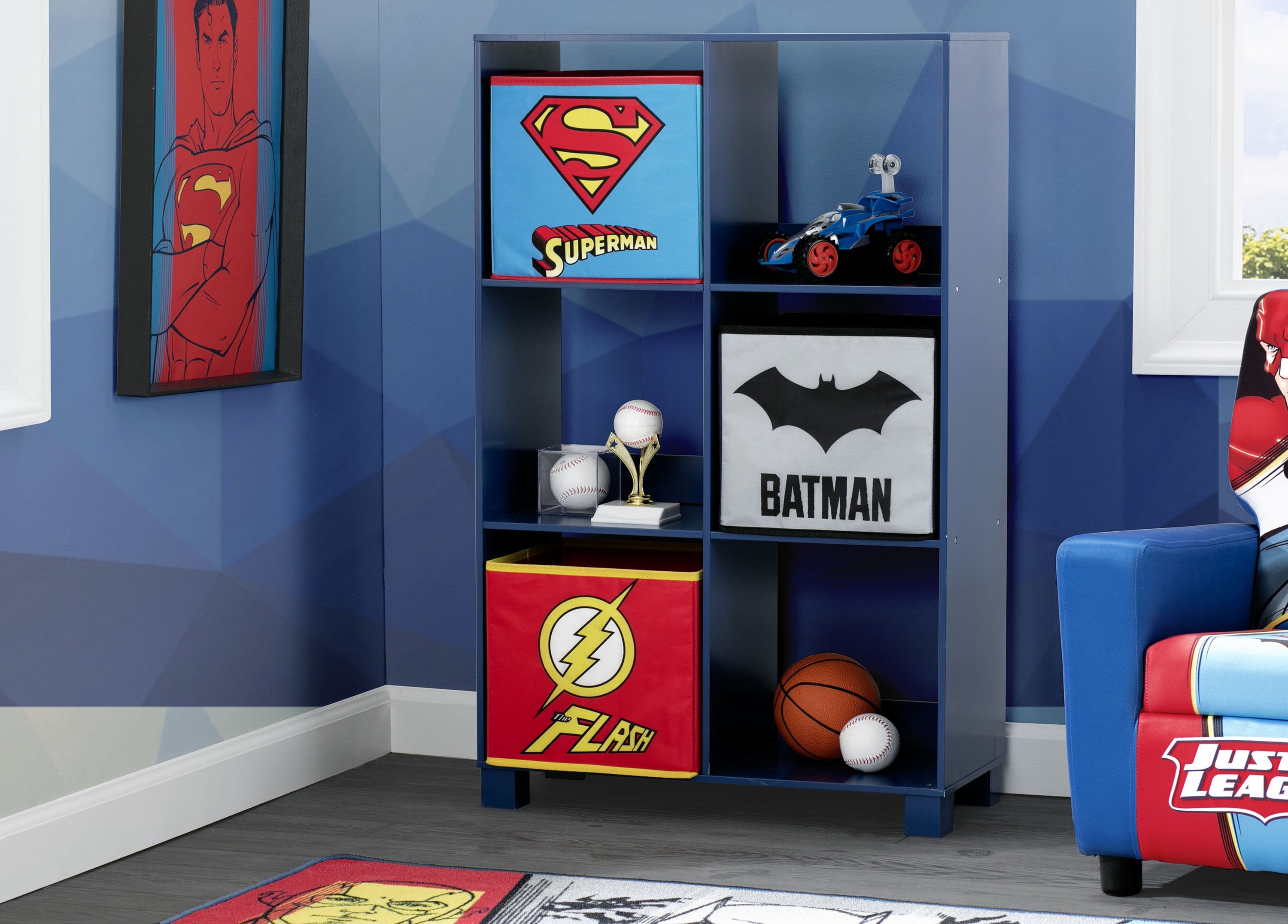 Justice League Superhero Kids Storage Organizer - Perfect for Toy Storage, Books, and School Supplies in Bedroom or Playroom