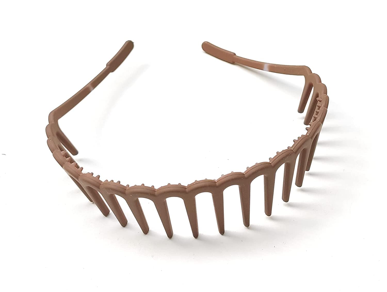 Matte Finish Elastic Wavy Tooth Hairband & Plastic Shark Tooth Hair Comb Set - 2 Pack Multicolor Headbands for Women & Girls | Perfect for School, Parties & Everyday Styling