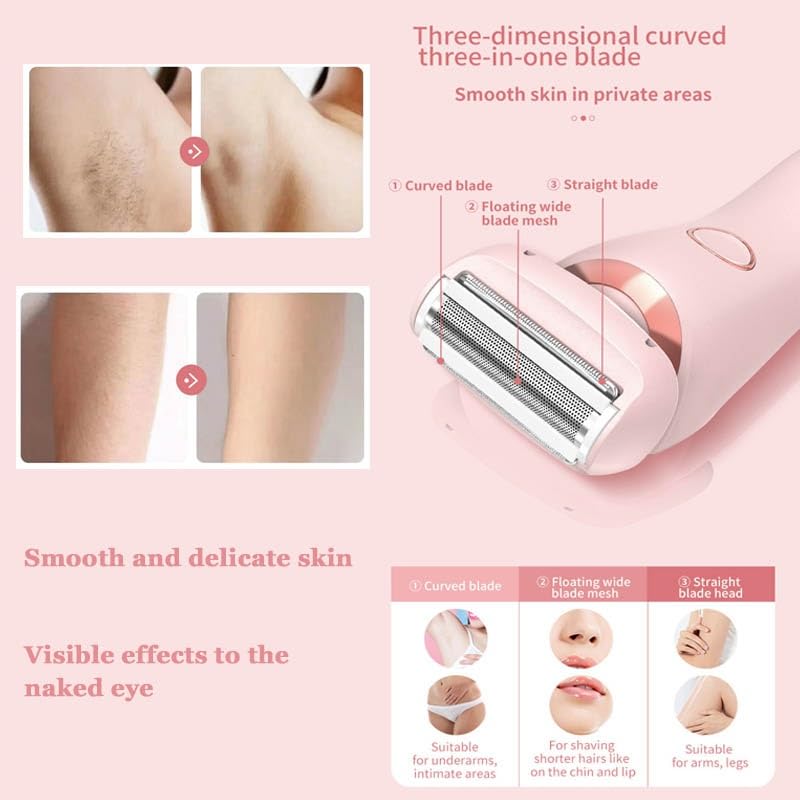 Beautibloom SilkShave™ 2-in-1 Electric Razor for Women - Bikini Trimmer & Body Shaver, Wet/Dry Use, Pink - Smooth Shaving for Legs, Underarms & Pubic Hair at Home or Travel