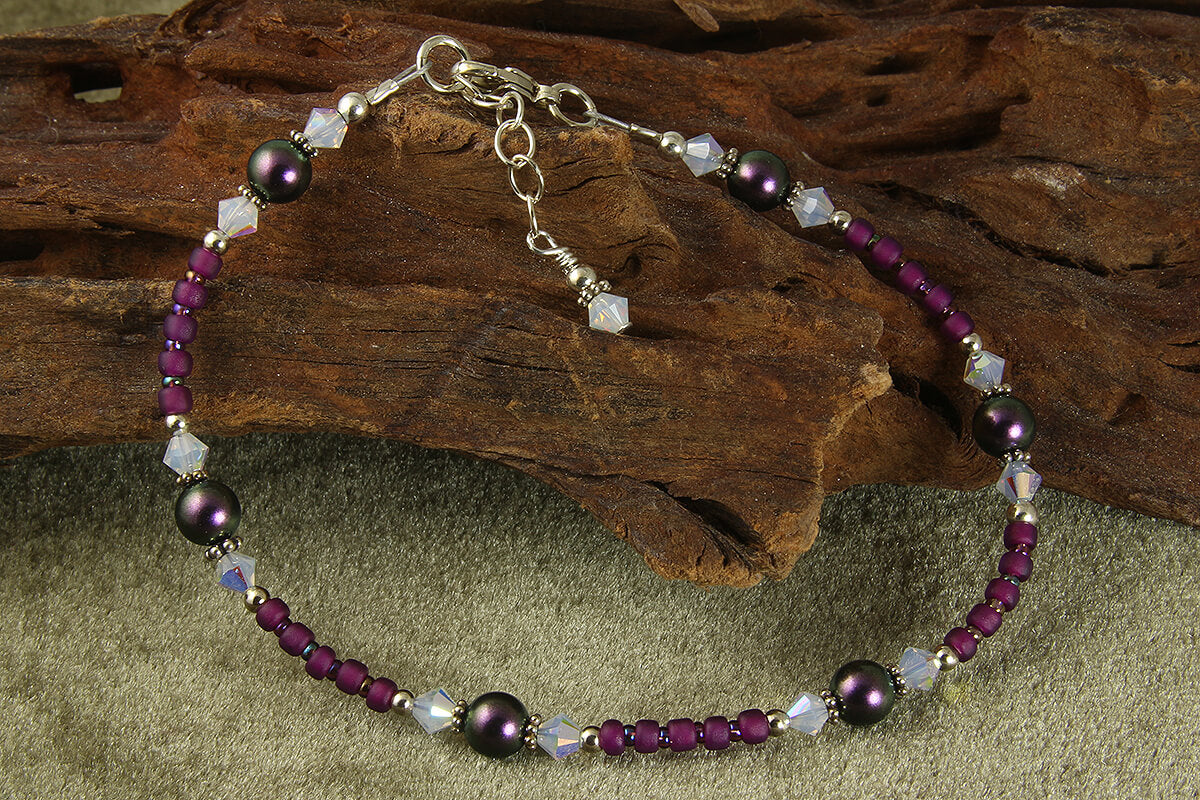 Clematis Purple Opal Beaded Anklet - Elegant Bohemian Jewelry for Women | Perfect for Summer Outfits, Beach Vacations & Festival Wear