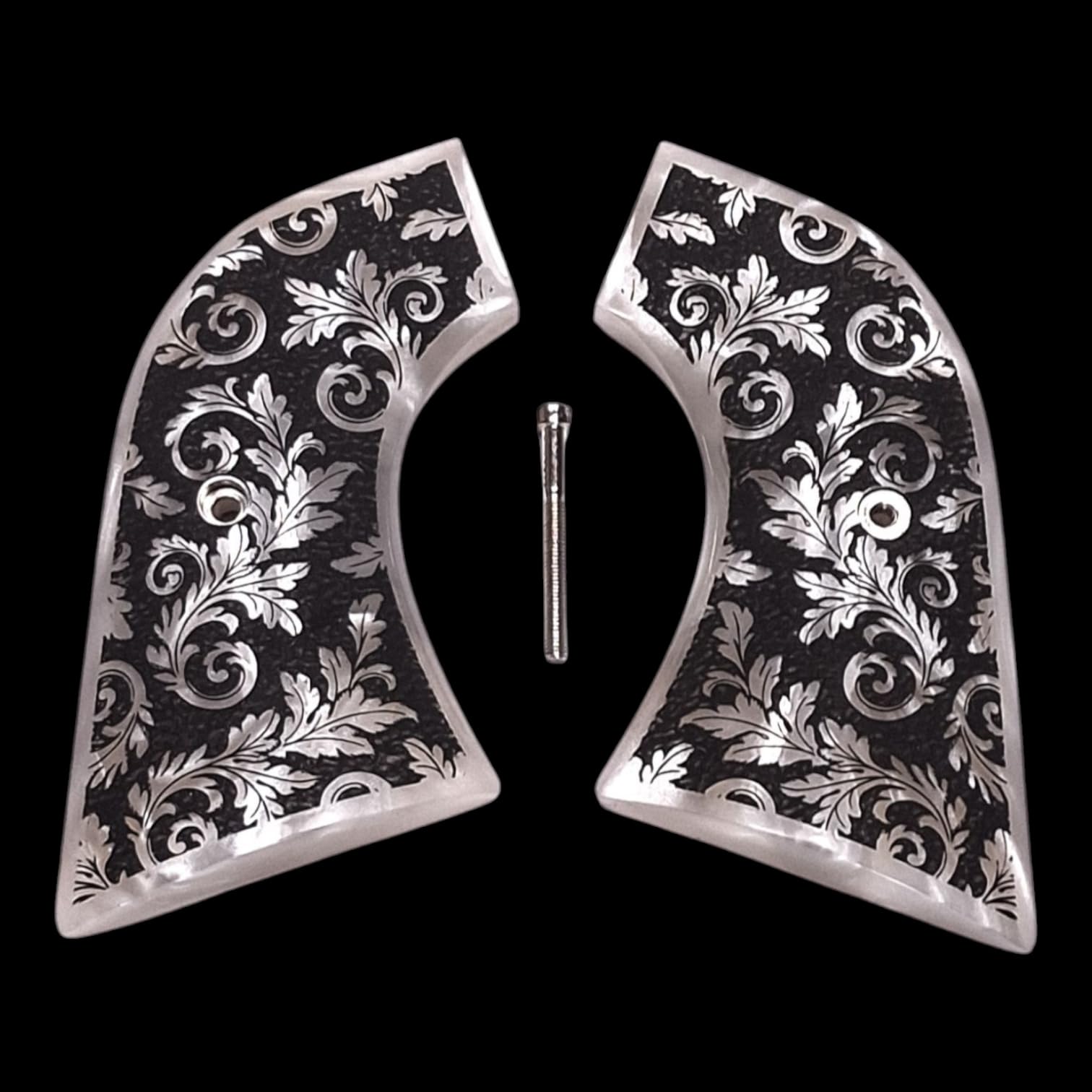 Premium Pearl Floral Scroll Grips for Ruger Vaquero, Blackhawk & Wrangler - Handcrafted Wooden Revolver Grips for Enhanced Grip & Style - Perfect for Cowboy Action Shooting, Collectors & Firearm Enthusiasts