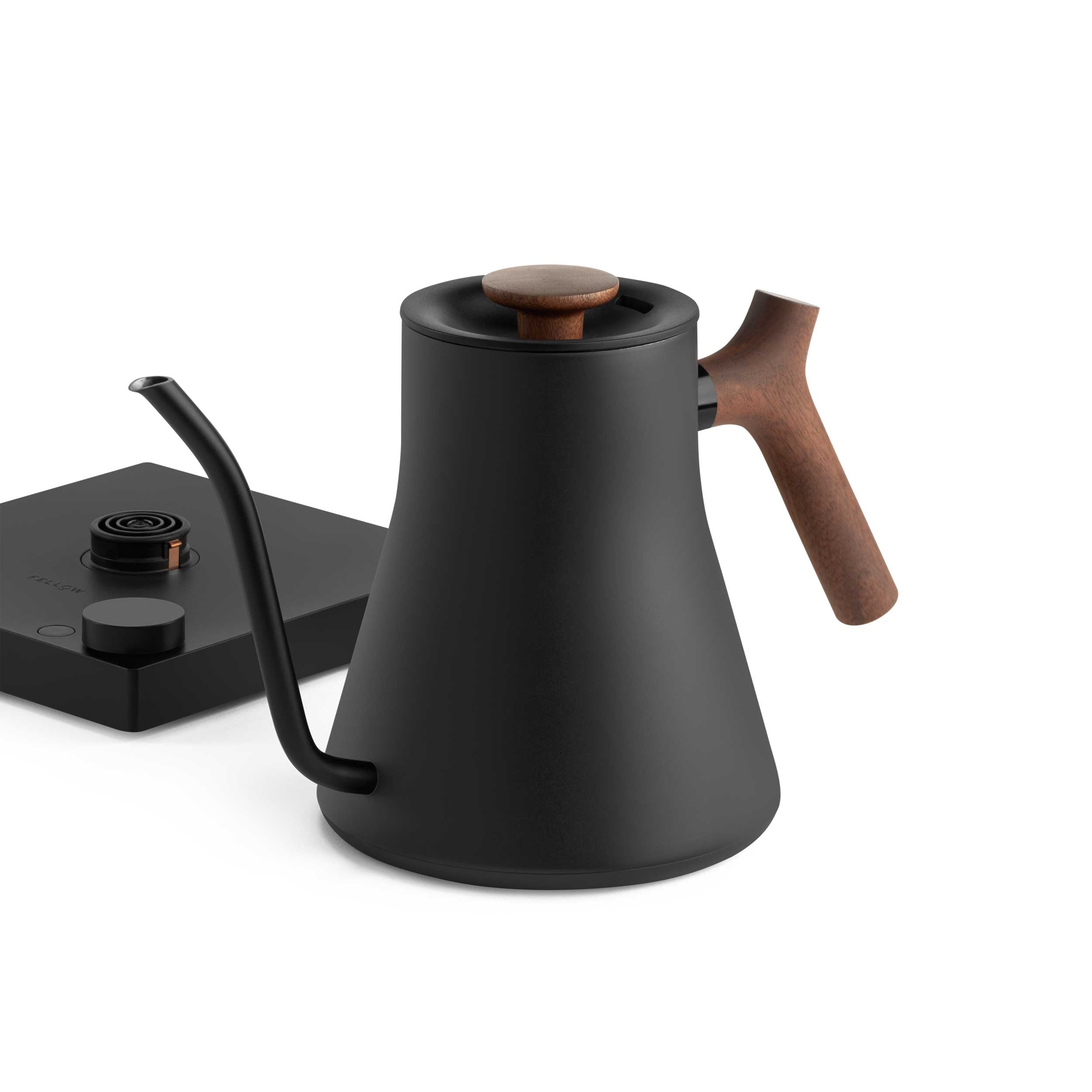 Fellow Stagg EKG Pro Electric Gooseneck Kettle - Matte Black with Walnut Handle - Precision Pouring for Coffee, Tea & Specialty Brewing - Perfect for Home Baristas & Tea Enthusiasts