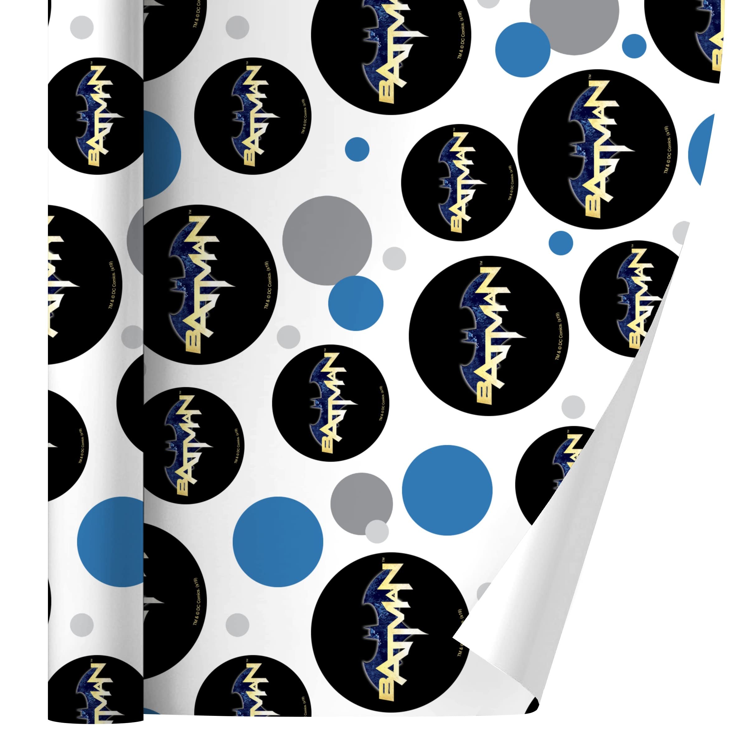 Batman Logo Gift Wrap Paper Roll - Premium Wrapping Paper for Birthday, Christmas, Party Gifts - Perfect for Superhero Fans & Comic Book Lovers