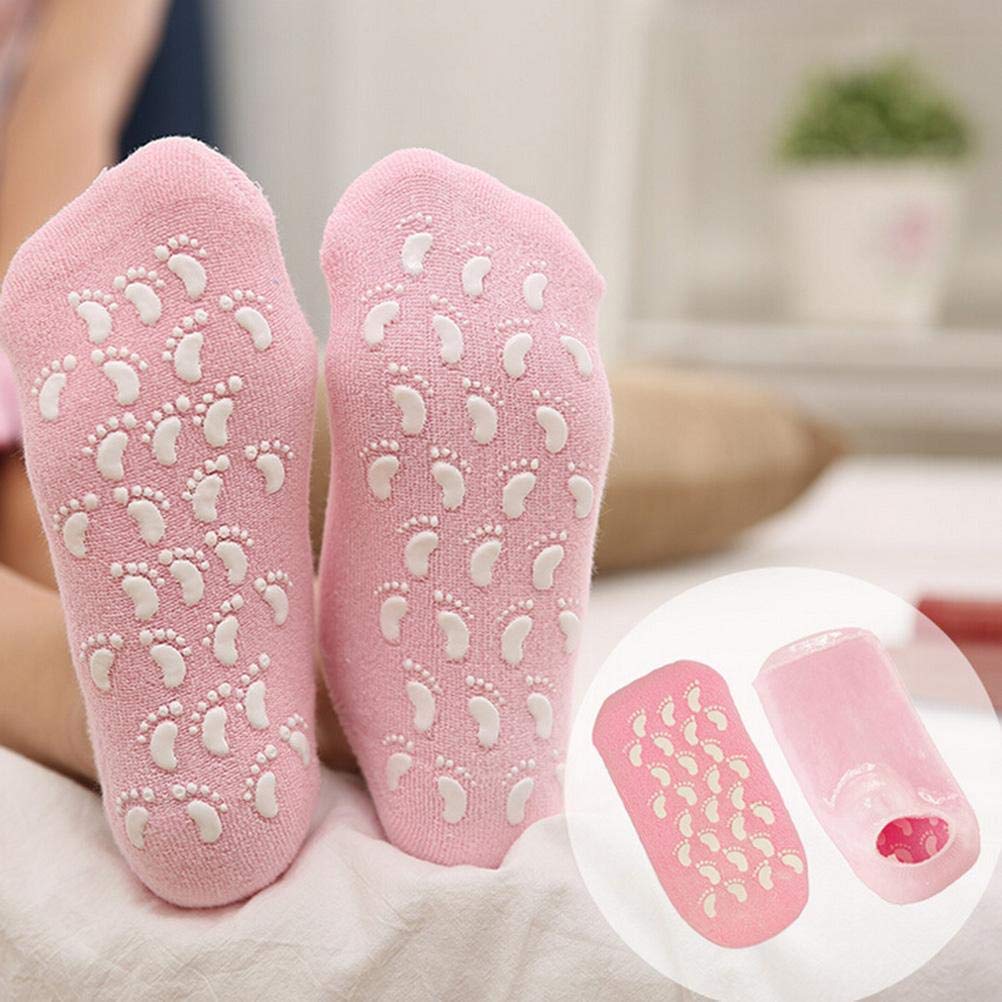 AFIYA Moisturizing Winter Gel Socks for Dry Cracked Feet - Ultra Soft Silicone Foot Care with Vitamin E & Natural Oils - Heel Protector Socks for Cracked Skin Repair (Multi Color, 1 Pair) - Perfect for Overnight Foot Treatment, Spa Relaxation & Winter Foot Care
