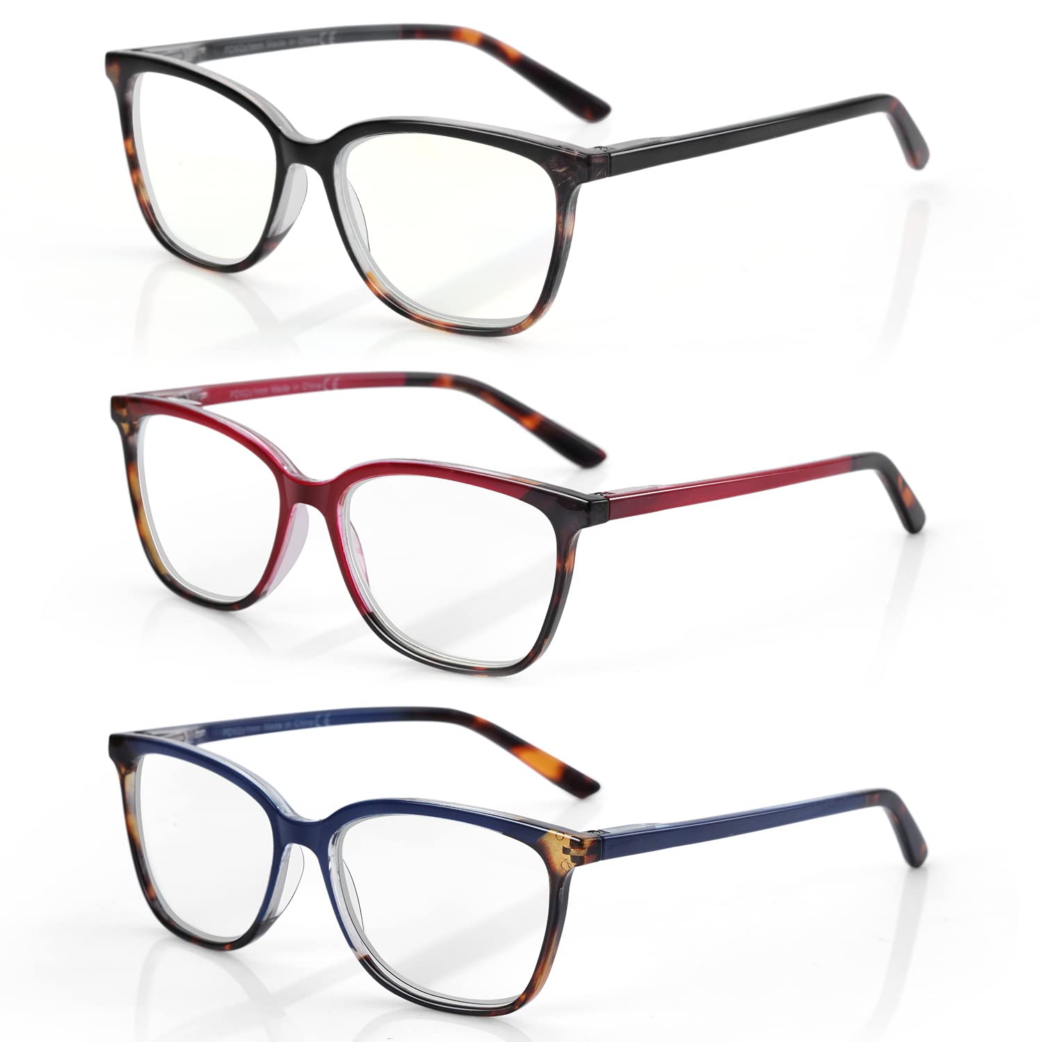Blue Light Blocking Glasses for Women - 3 Pack Fashion Cat Eye Computer Reading Glasses with Anti-Blue Light Technology | Perfect for Office Work, Screen Time & Digital Eye Strain Relief