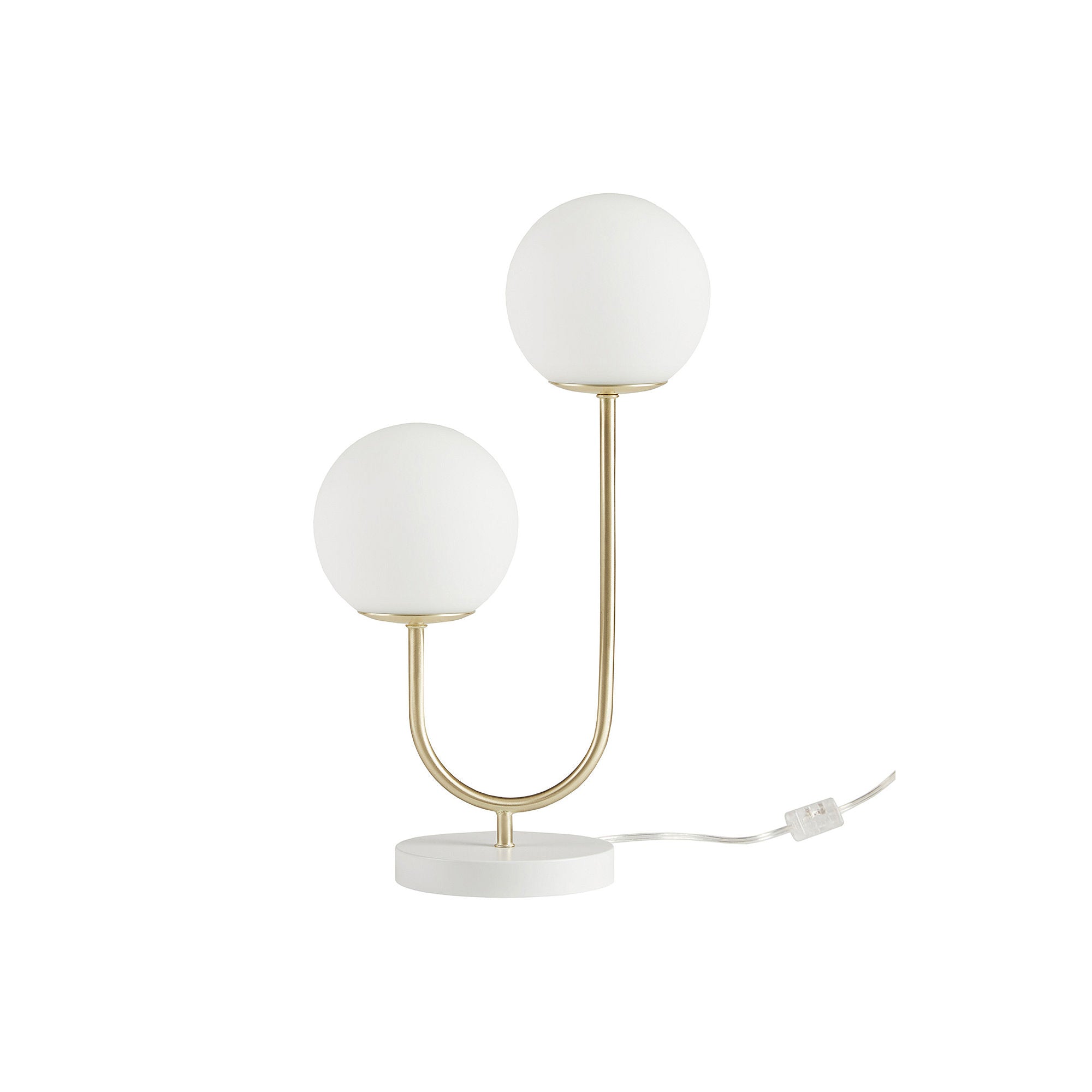 510 Design Zusa 2-Light Globe Metal Table Lamp in Gold & White - Modern Home & Office Lighting for Living Room, Bedroom, or Study