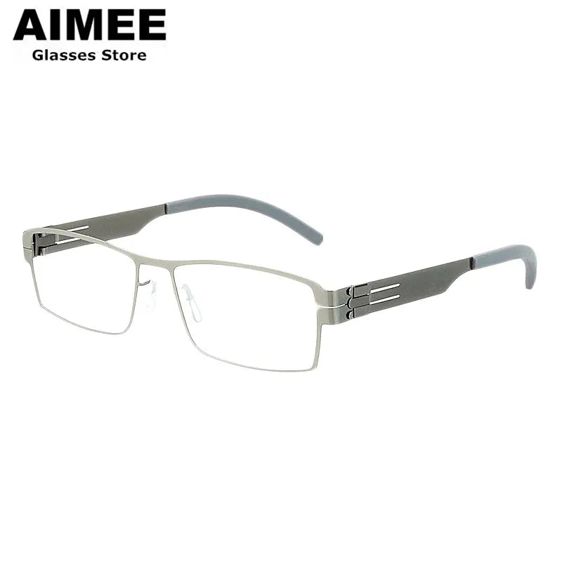 Aimee Unisex Full Rim Square Screwless Steel Eyeglasses Frame 1180 - Lightweight Durable Glasses for Men & Women - Perfect for Reading, Work, and Everyday Use