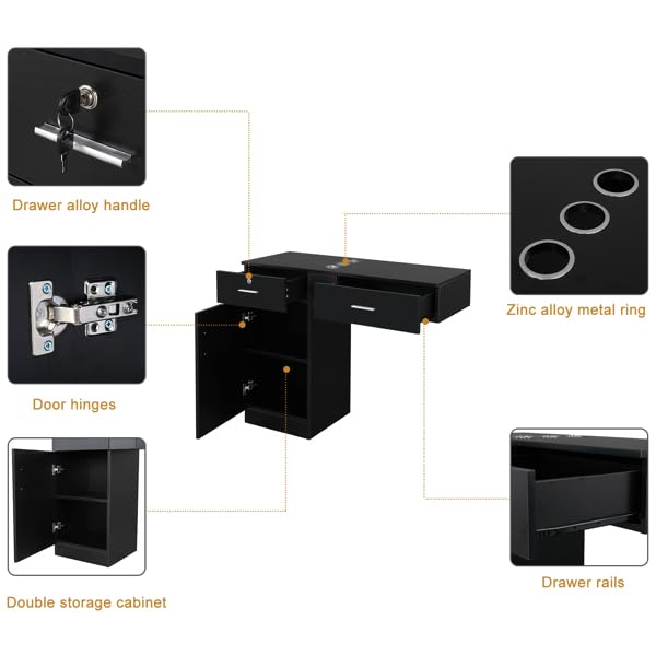 Wall Mount Salon Storage Cabinet - Beauty & Barber Station with Drawers for Spa & Salon Organization
