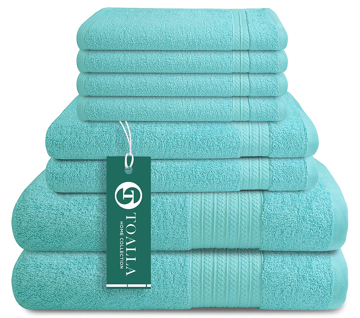 Premium 100% Cotton Bath Towel Set of 8 - 650 GSM Ultra Absorbent Bathroom Towels - 2 Large 27x54