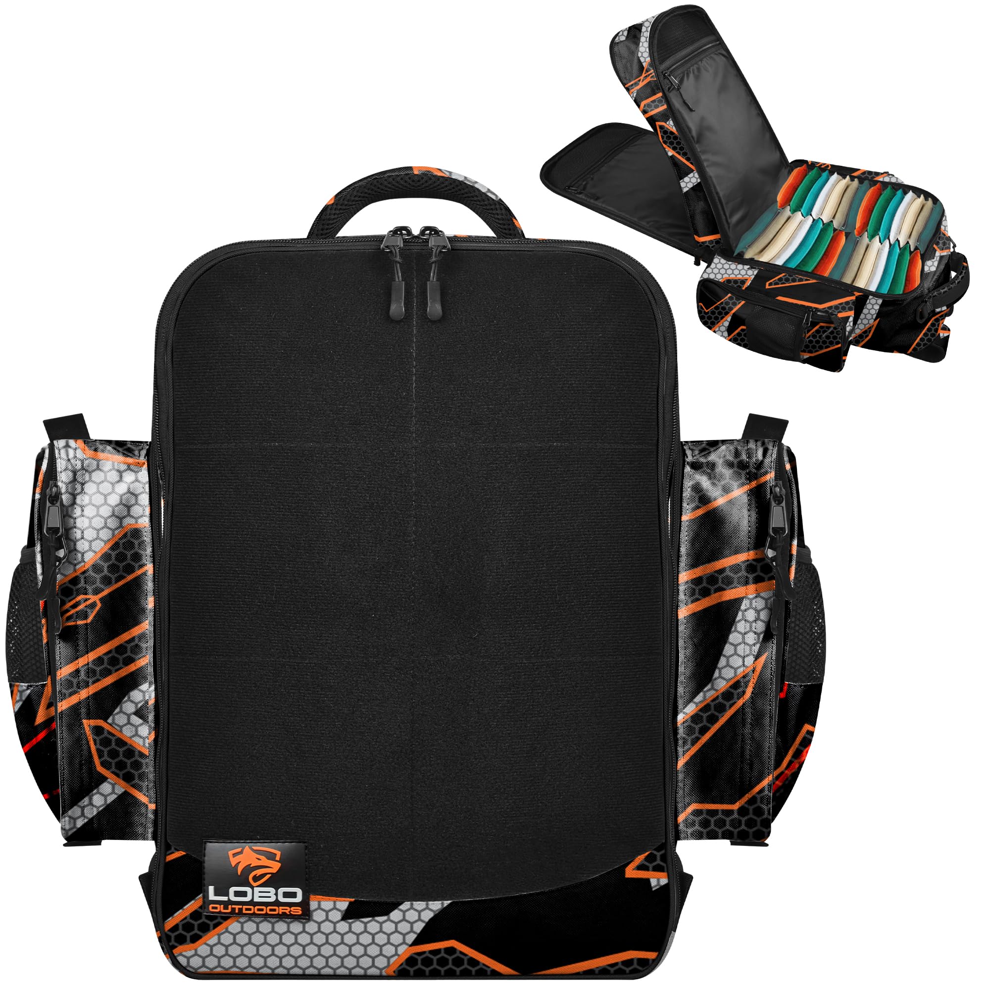 FIGHTSENSE Camo Orange Cornhole Backpack - Holds 24 Bags with Multiple Pockets, Durable Carrying Case for Cornhole Bags | Perfect for Tailgating, Beach Games & Outdoor Parties