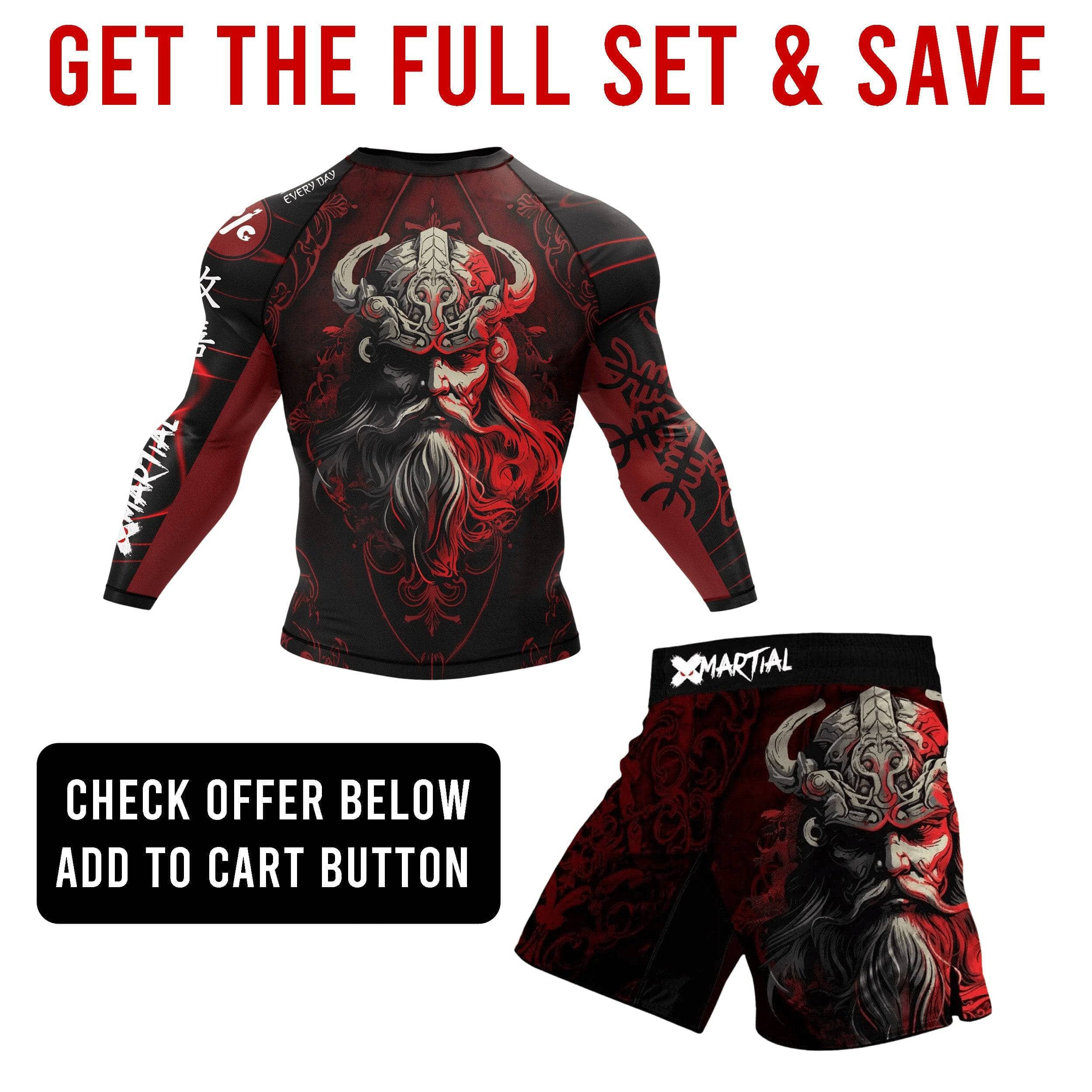 Red Viking 2.0 Hybrid Grappling Shorts - MMA BJJ Training Shorts for Men - Lightweight & Durable Fight Shorts for Grappling, Wrestling & Combat Sports