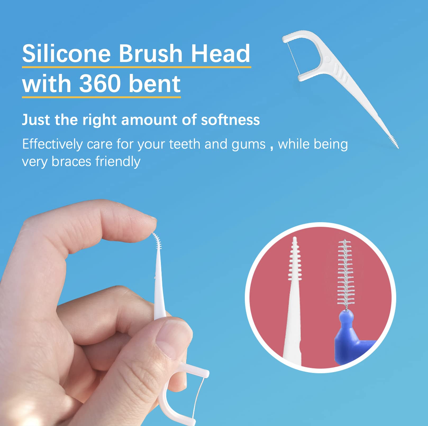 2-in-1 Dental Floss Picks & Interdental Brushes - 0.05mm Ultra-Soft Floss Sticks with Floss Brush Ends - Travel-Friendly Smart Holder Box (150 Count) - Perfect for Home, Office & On-the-Go Oral Care