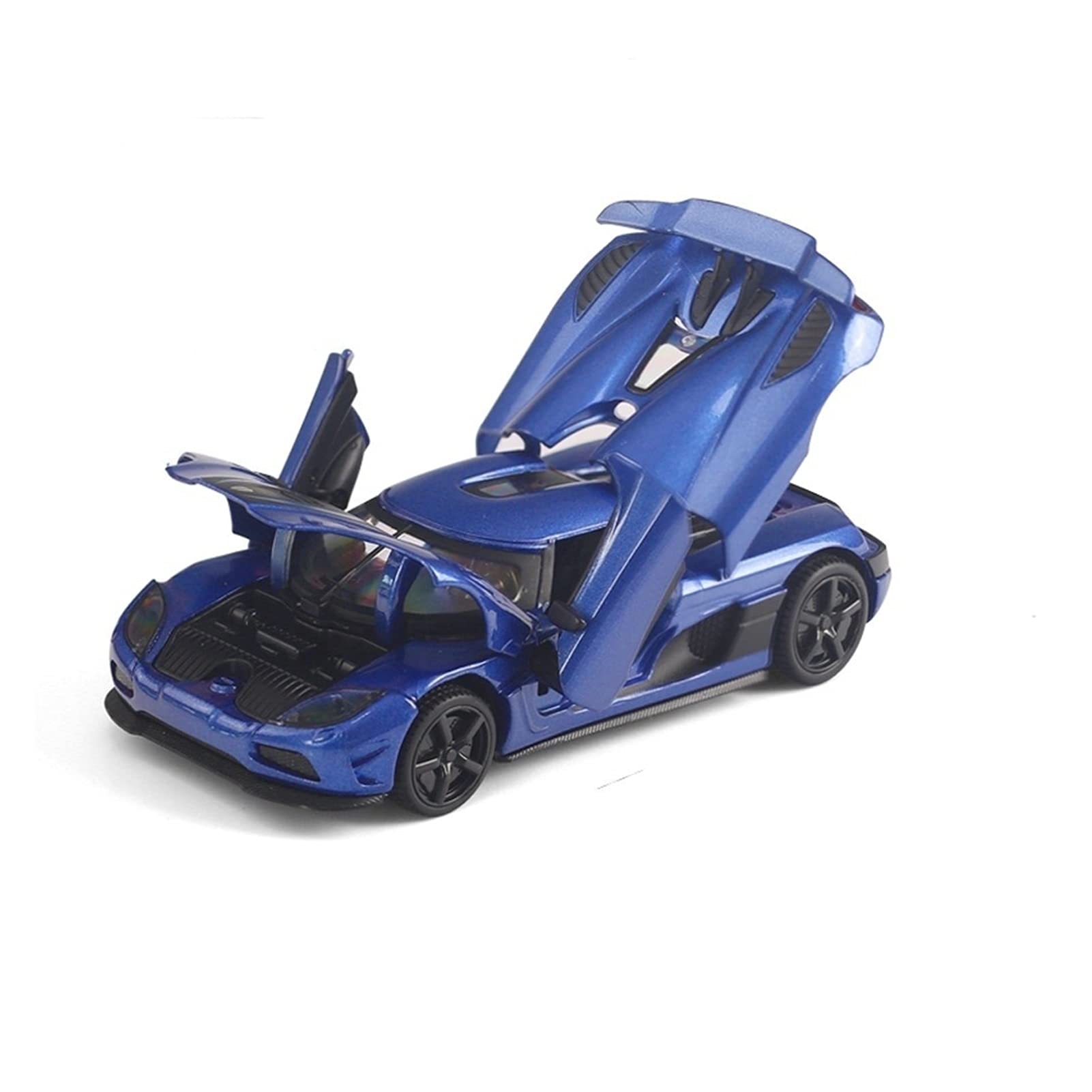 1:32 Scale Diecast Alloy Model Car Kit - Pull Back Action with Sound & Light Effects - Compatible with Konisegg - Blue Metal Toy Car for Collectors & Kids - Perfect for Display, Gifts & Playtime Scenes
