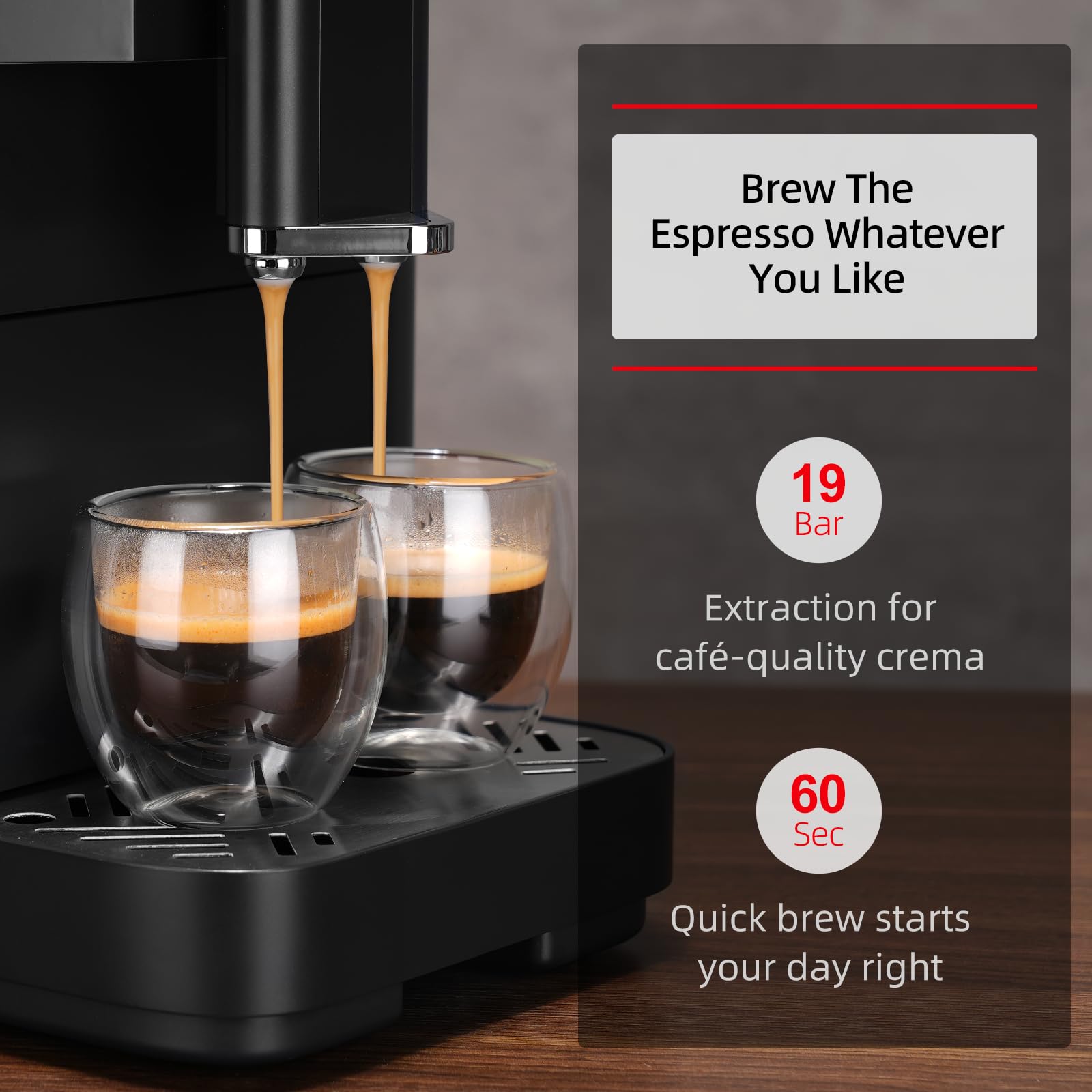 Milpoog ES320 Fully Automatic Espresso Machine with Built-in Grinder - Compact Touch Screen Coffee Maker for Home & Office - Brews 4 Coffee Varieties (Black) - Perfect for Morning Coffee, Office Breaks & Entertaining Guests