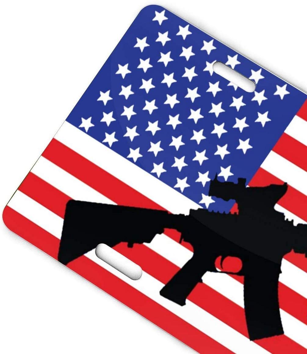 Custom AR-15 American Flag License Plate for Cars - 6x12 Inch Personalized Aluminum Auto Decoration - Perfect for Patriotic Car Enthusiasts & 2A Supporters