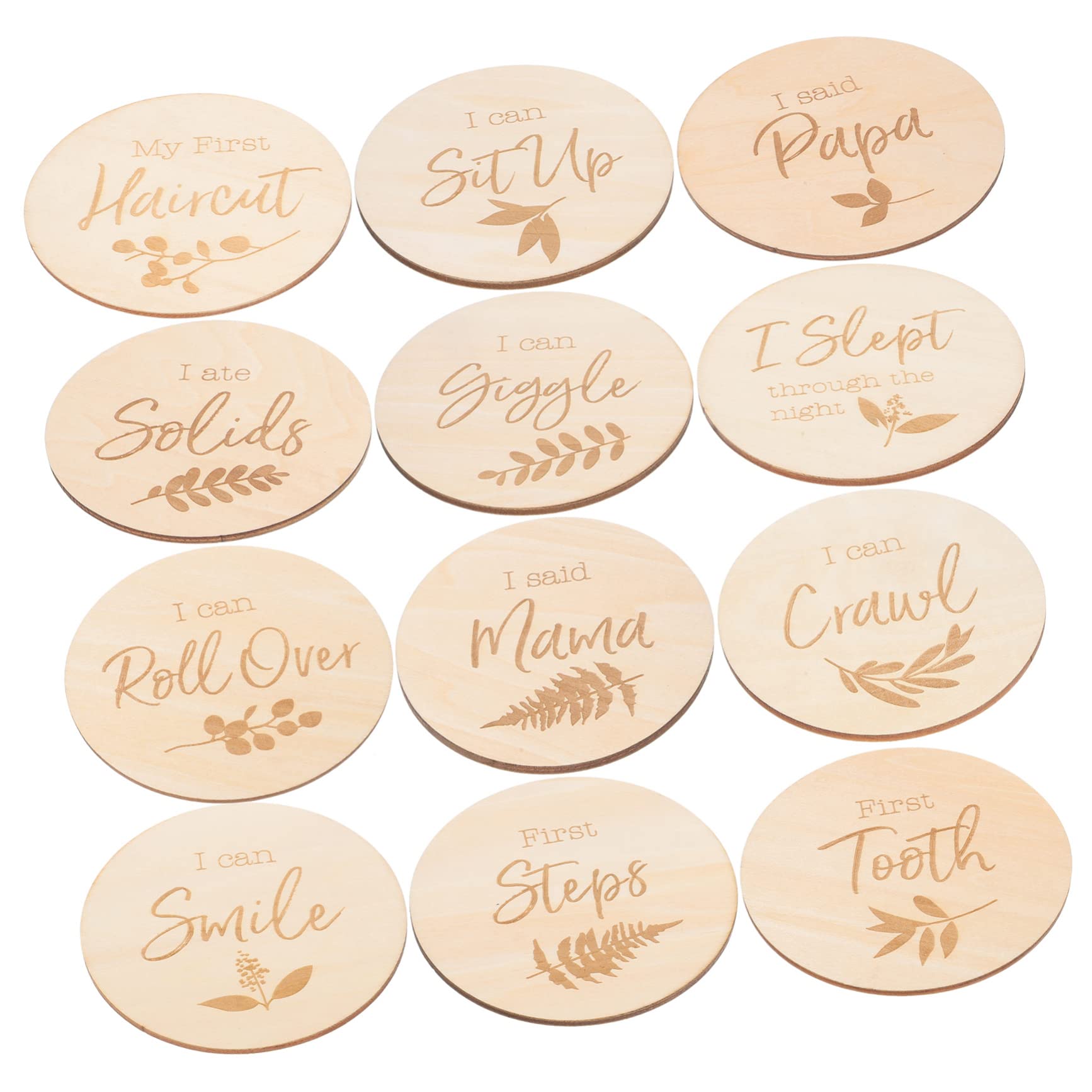 ORFOFE Wooden Baby Milestone Cards - 12 Pack Growth Sign Discs for Newborn Photography, Nursery Decor & First Birthday Party Decorations - Perfect for Baby Shower Gifts and Monthly Photo Props